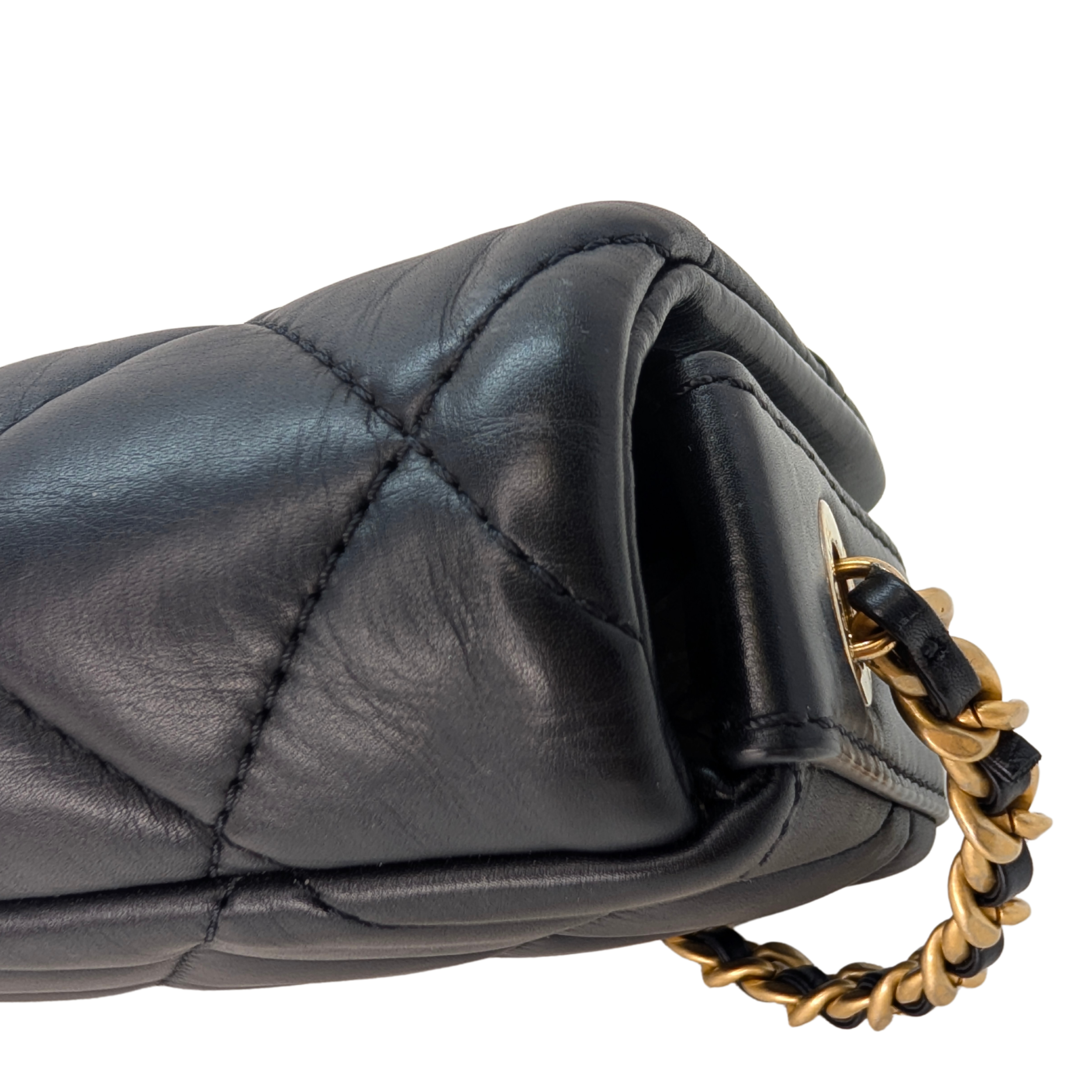 Chanel Quilted Mini Nailed CC Flap Bag Black