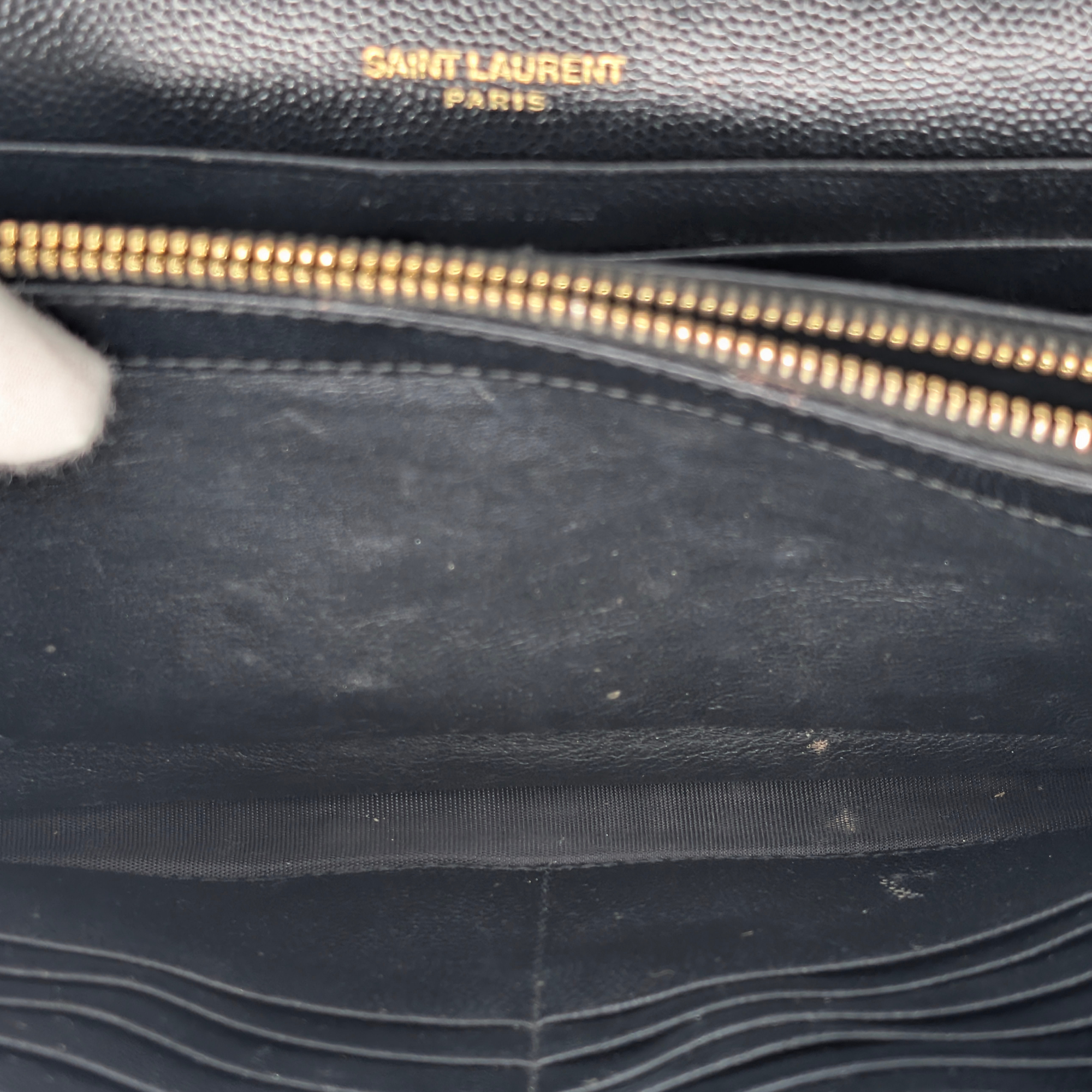 Saint Laurent Cassandre Envelope Chain Wallet Black