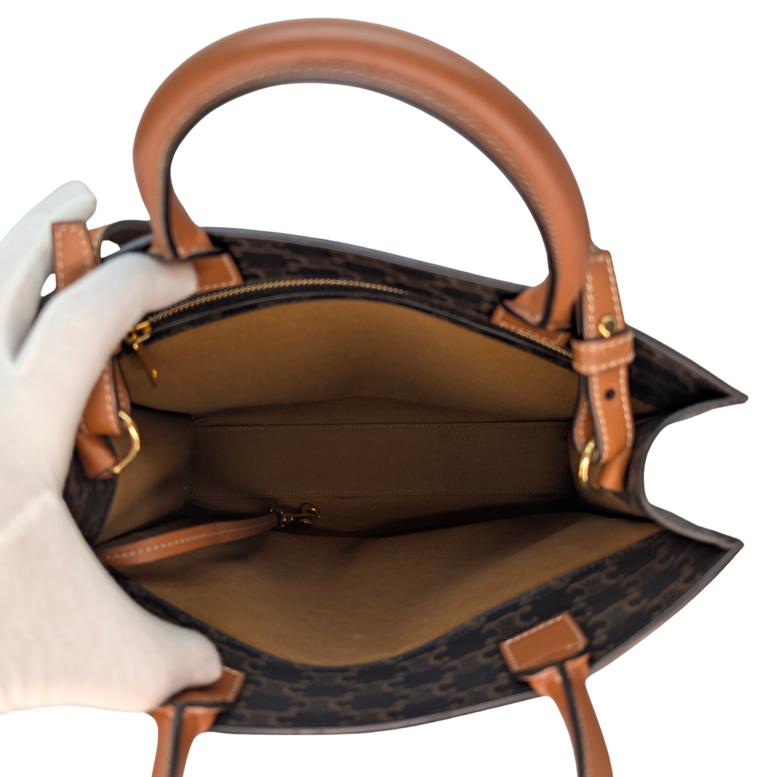 Celine Small Vertical Cabas Tote Bag Triomphe Canvas
