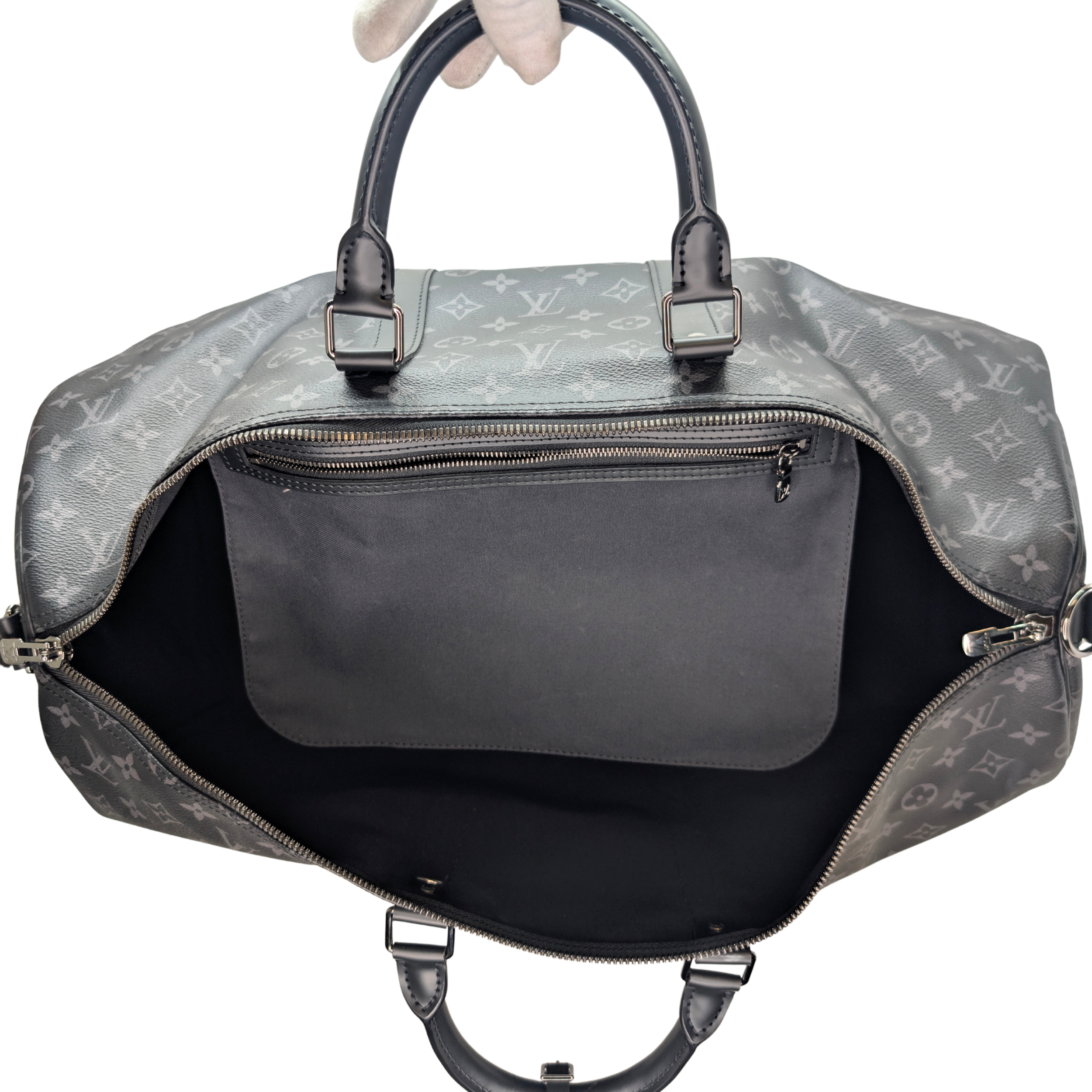 Louis Vuitton Keepall Bandoulière 55 Monogram Eclipse Charcoal Black