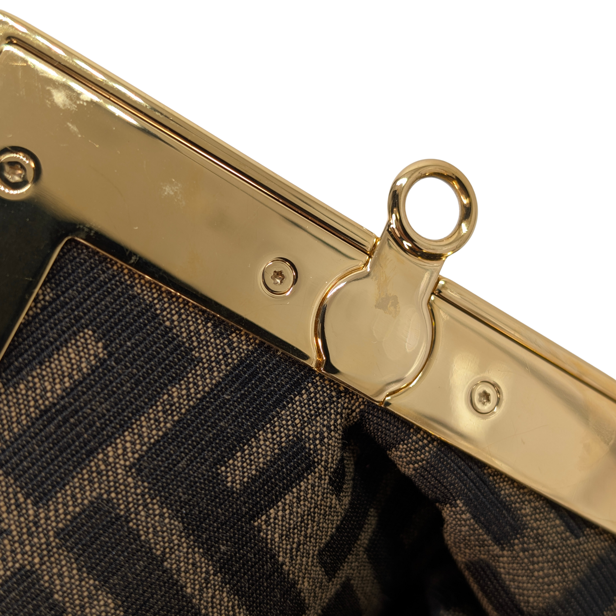 Fendi First Bag Clutch Small Full Snake Python Dark Beige
