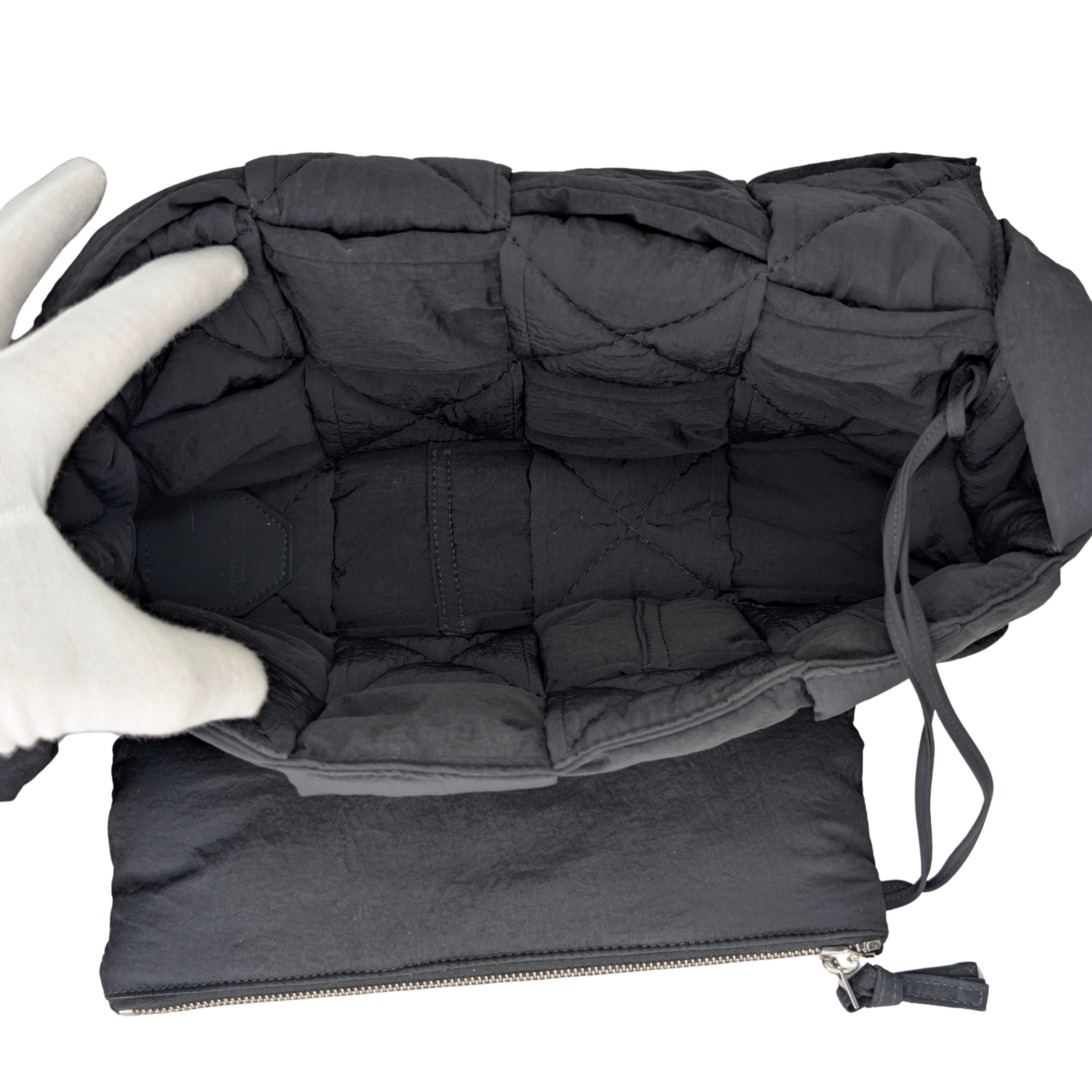 Bottega Nylon Intrecciato Padded Tech Cassette Bag Black