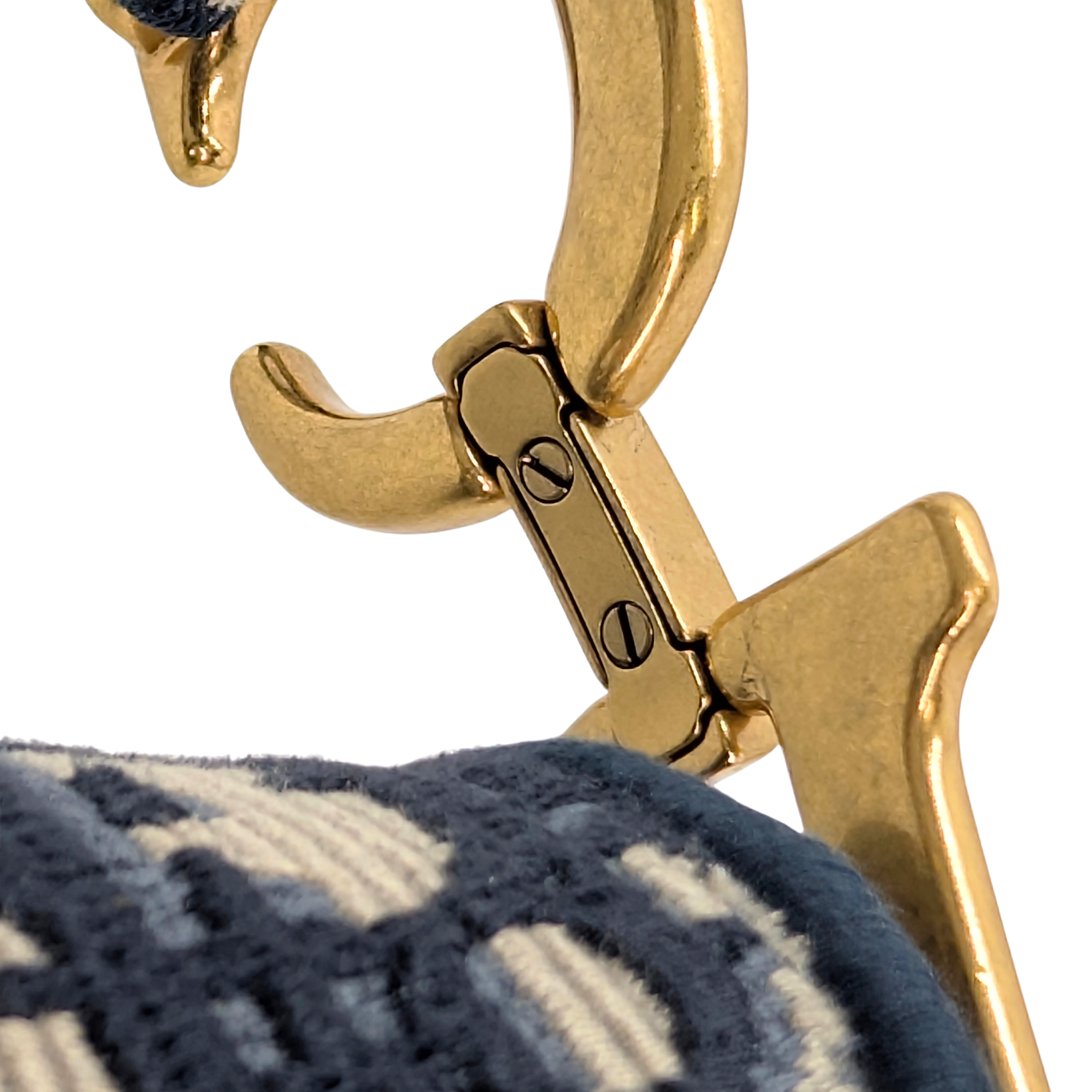 Dior Medium Saddle Bag Navy Oblique with Strap