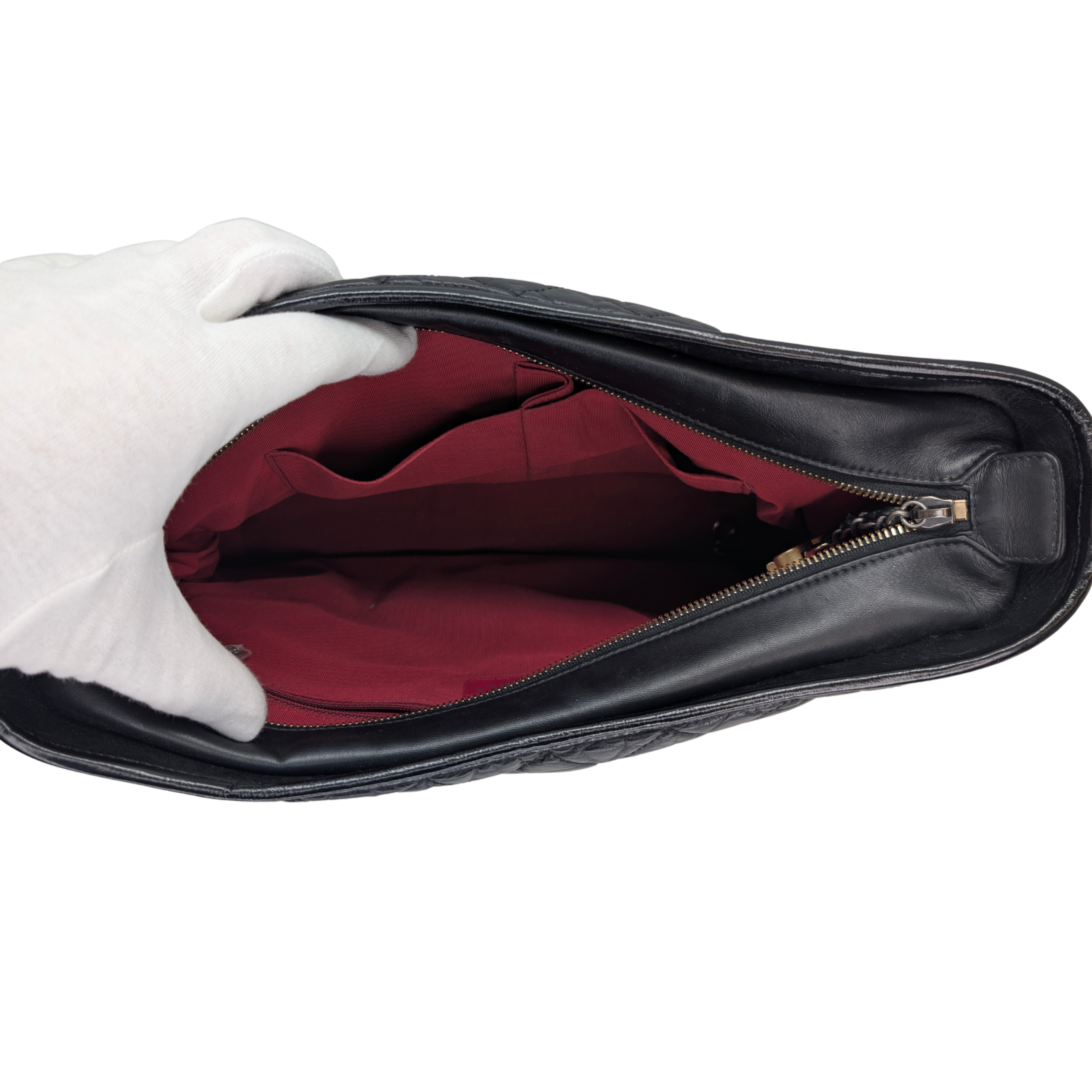Chanel Aged Calfskin Quilted Large Gabrielle Hobo Bag Black