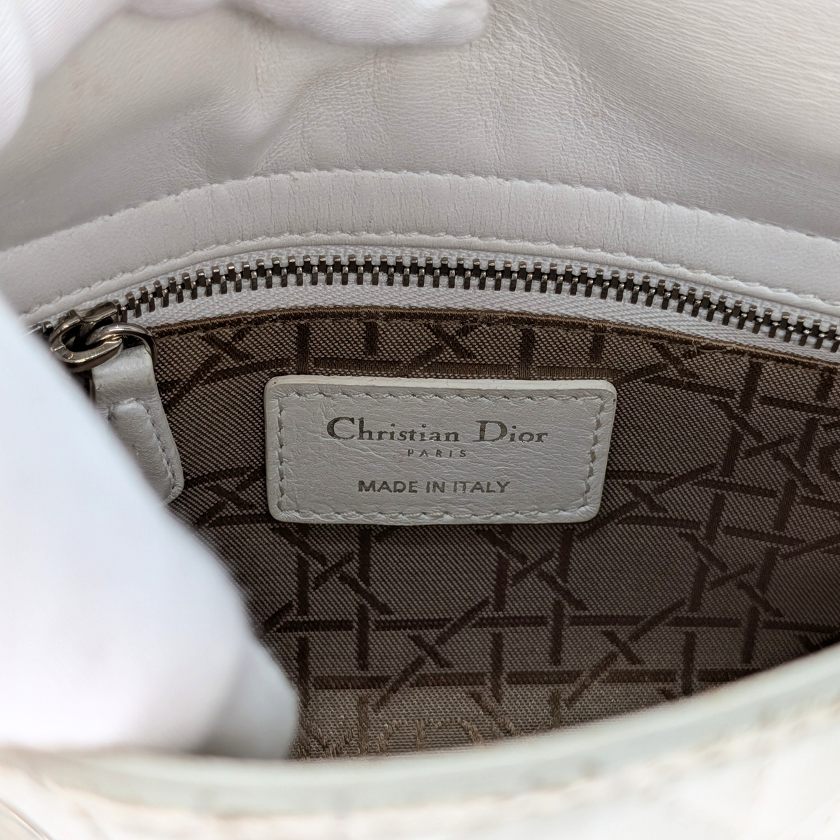 Dior Cannage Mini Lady Bag White