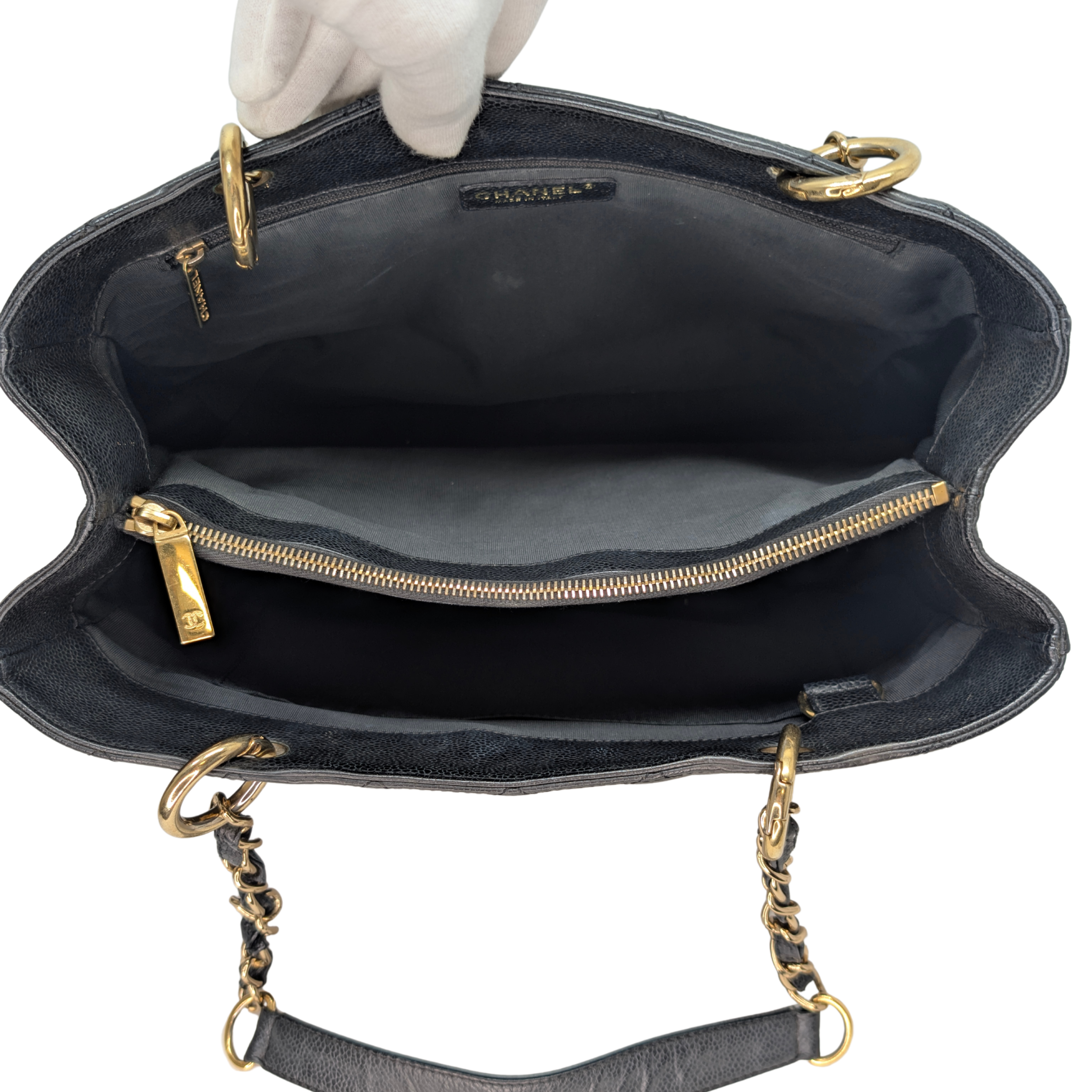 Chanel Quilted Caviar Grand Shopping Tote Black