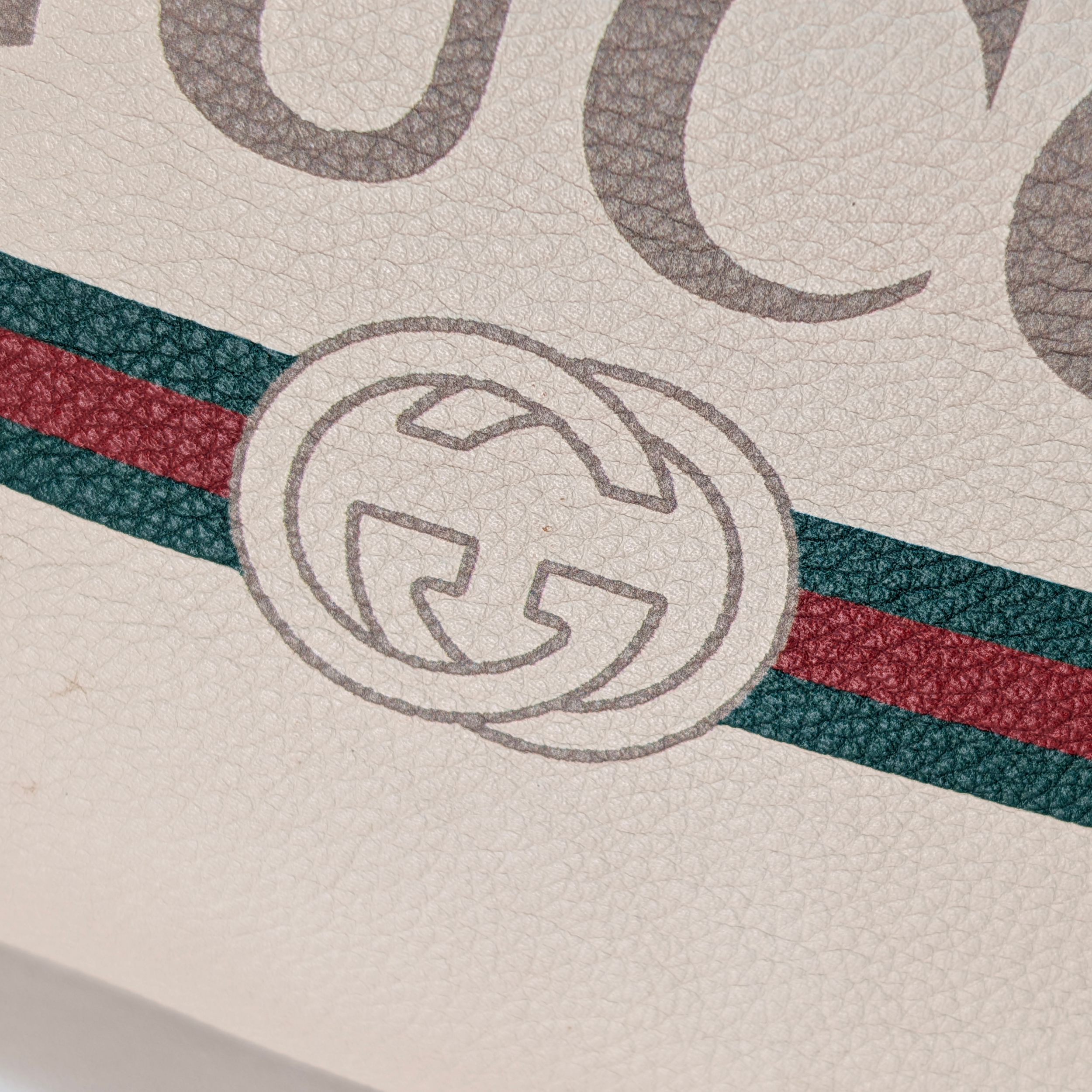 Gucci Grained Calfskin Logo Belt Bum Bag Beige