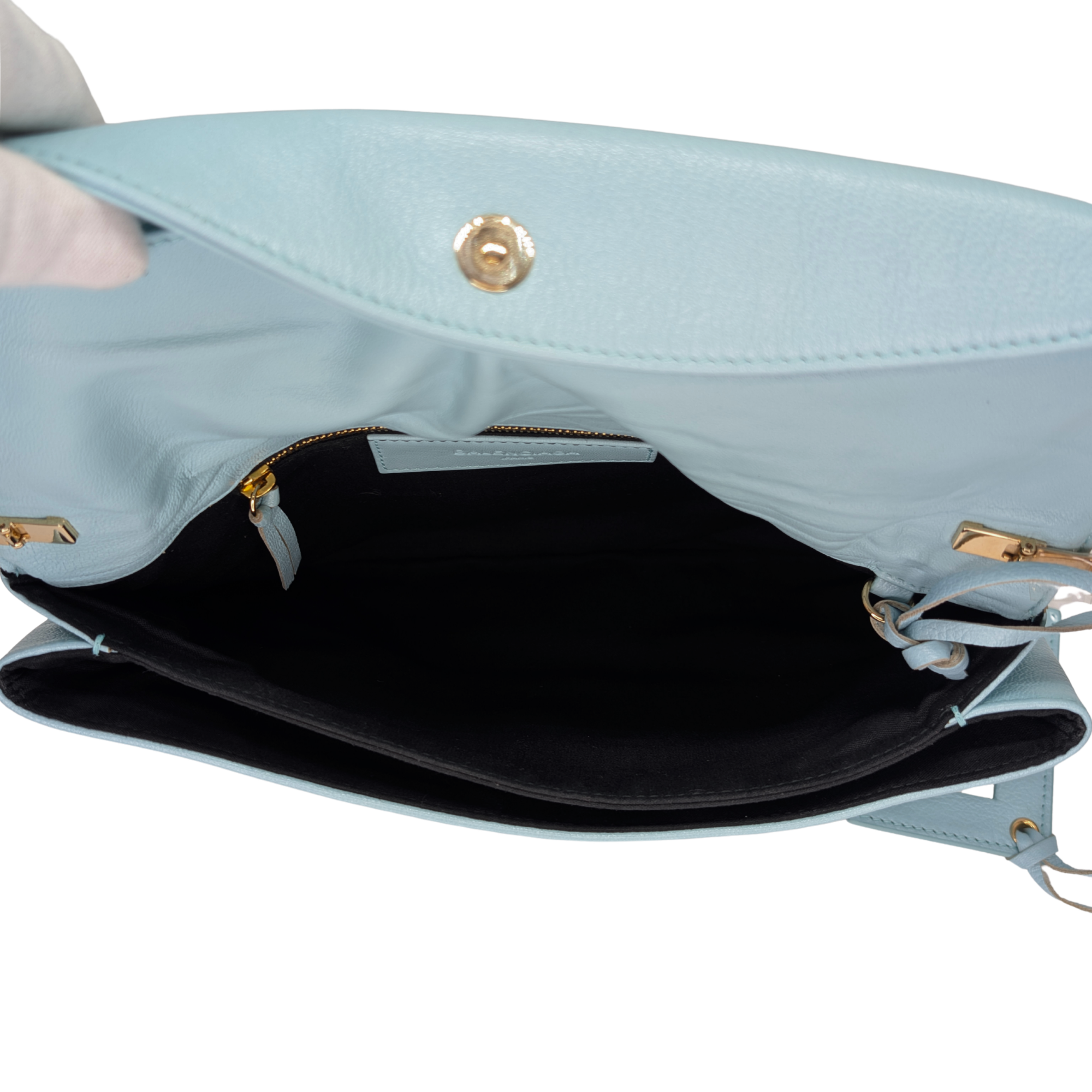 Balenciaga City Envelope Clutch Bag on chain Light Blue
