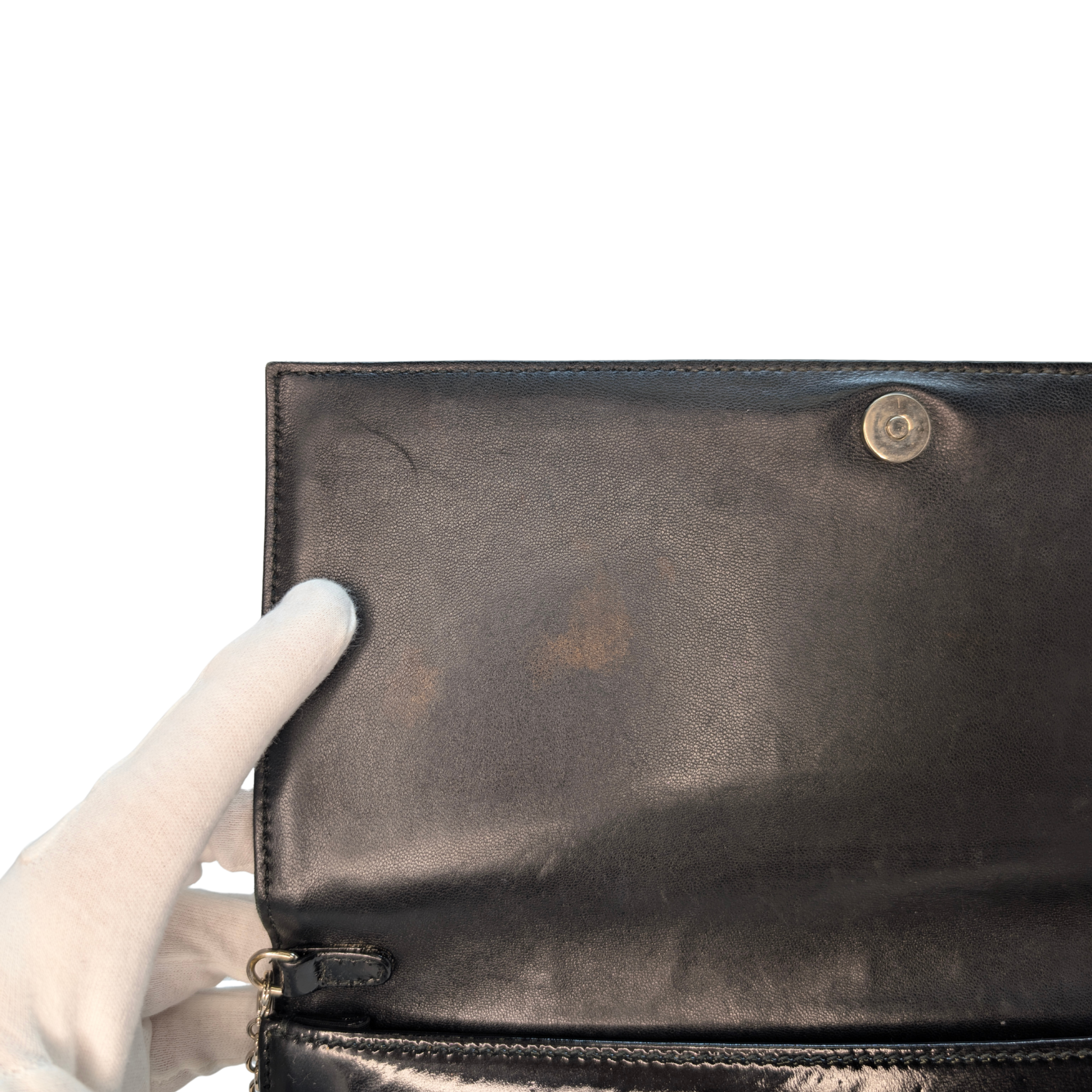 Dior Patent Leather Clutch on Chain Black
