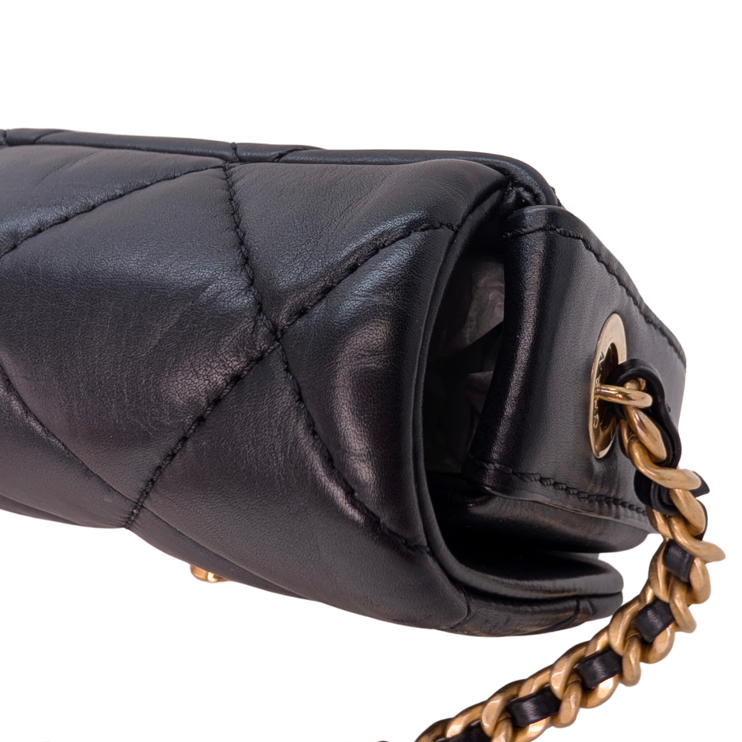 Chanel Quilted Mini Nailed CC Flap Bag Black