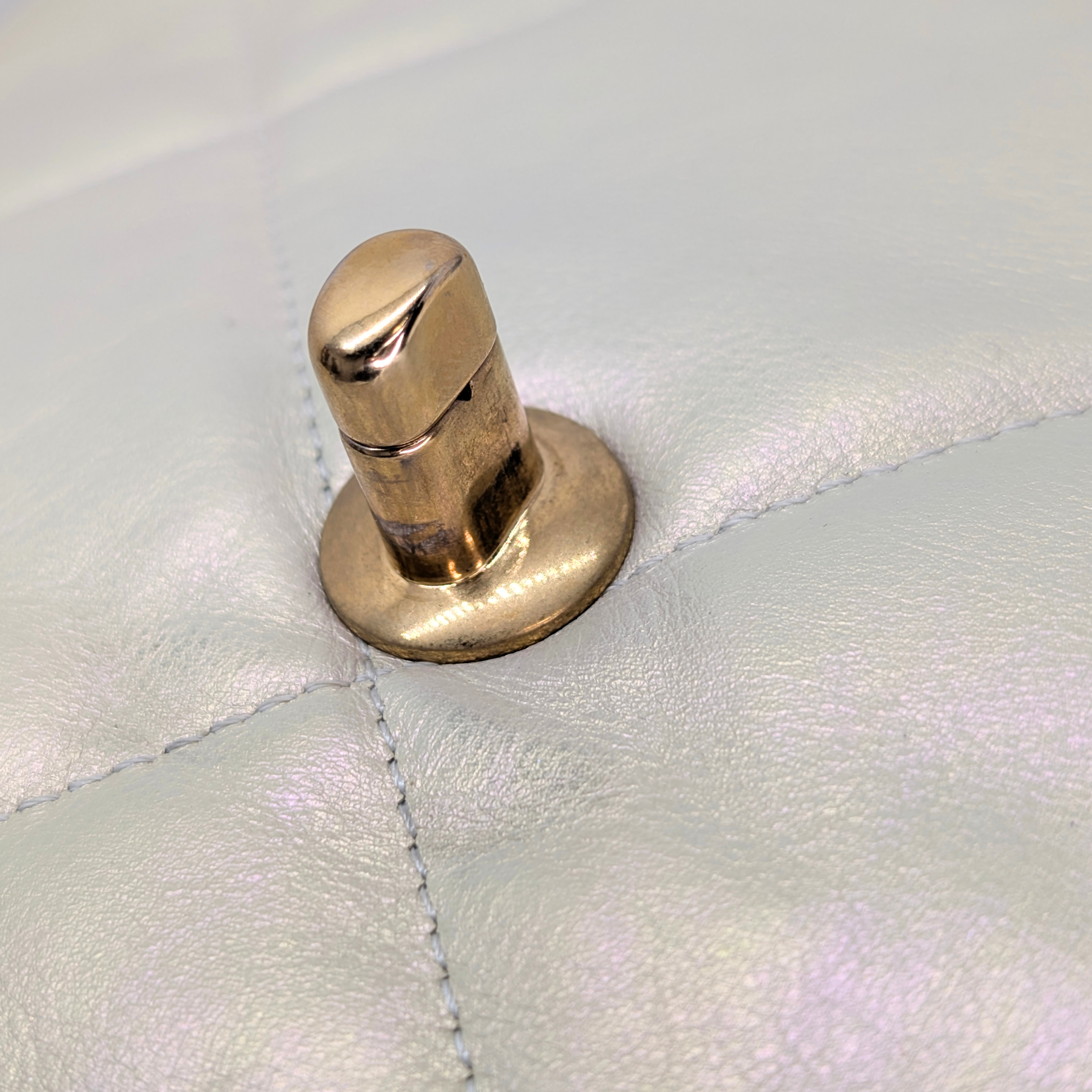 Chanel 19 Medium Calfskin Flap Iridescent White