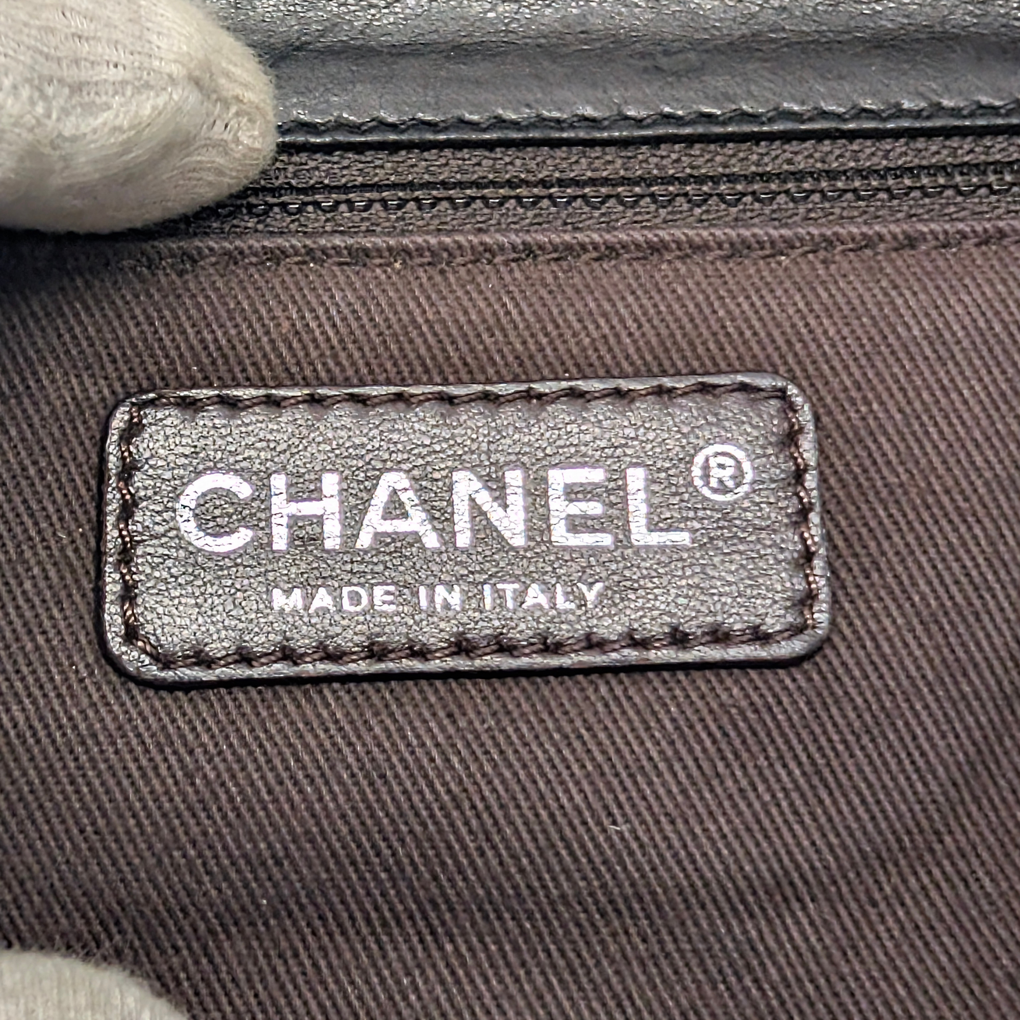 Chanel East-West Shoulder Bag Leather Black