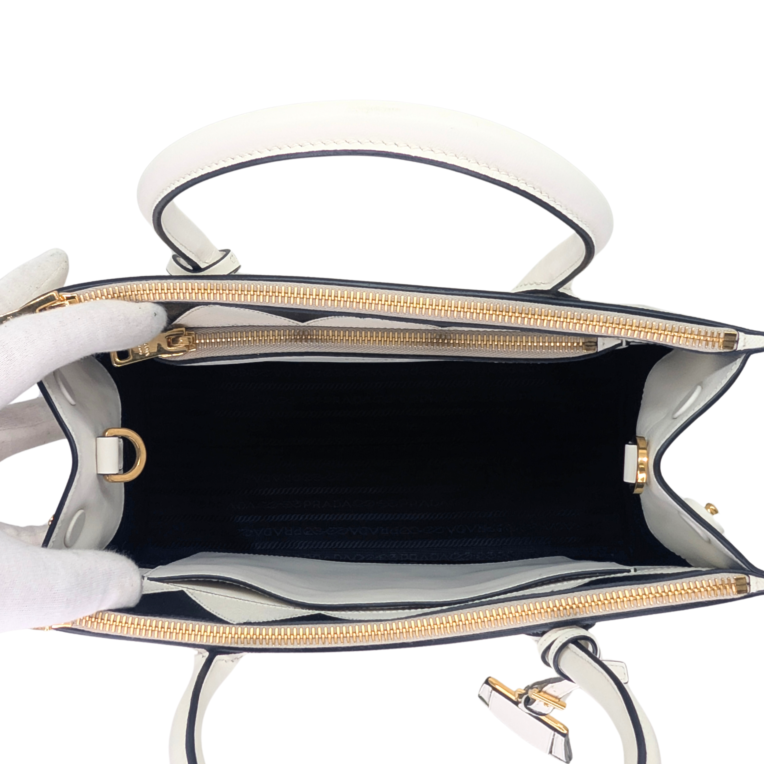 Prada Saffiano City Saffiano Paradigme Bag WHite