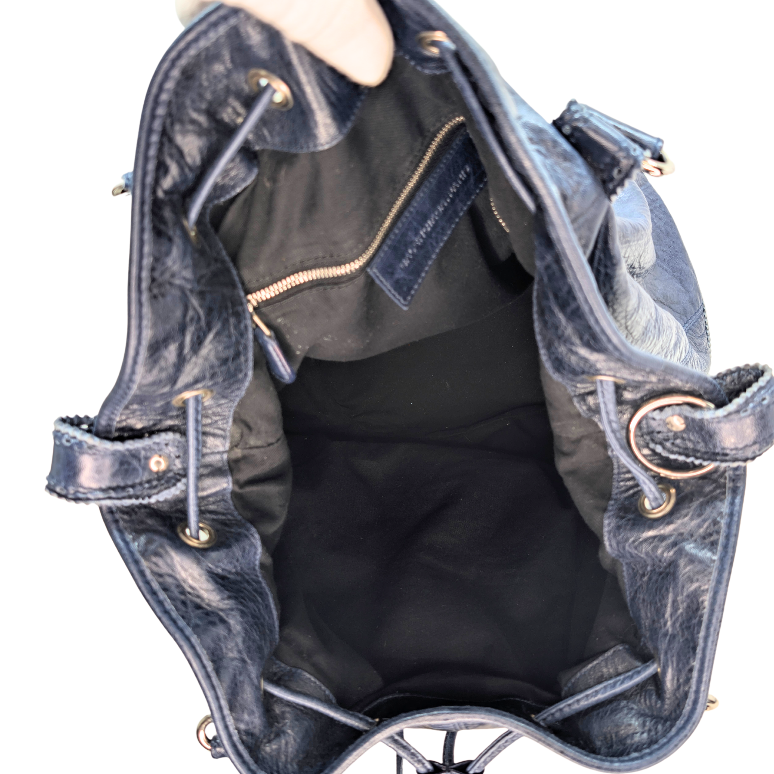 Balenciaga Pompon Motocross City Bag Navy