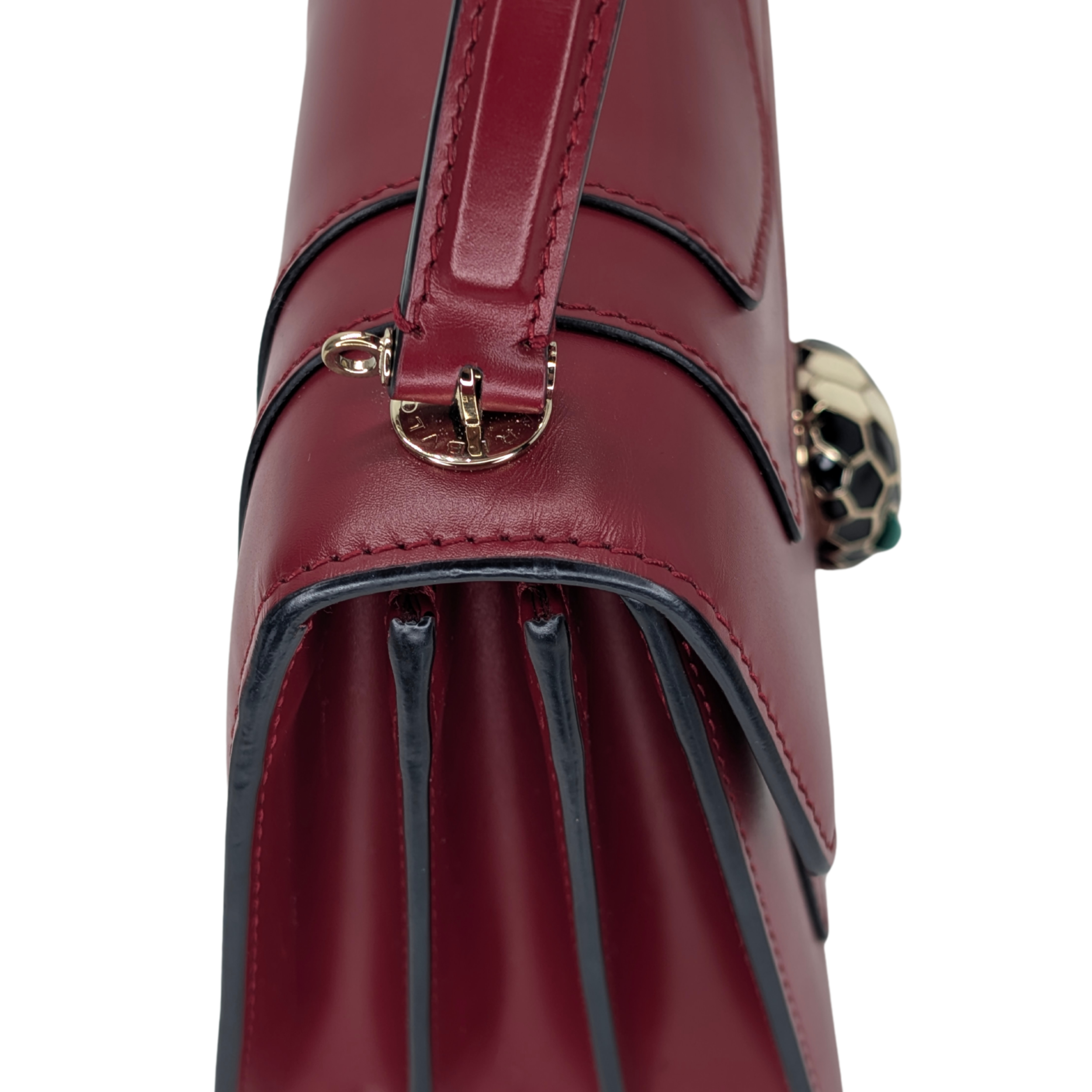 Bvlgari Calfskin Serpenti Forever Top Handle Red