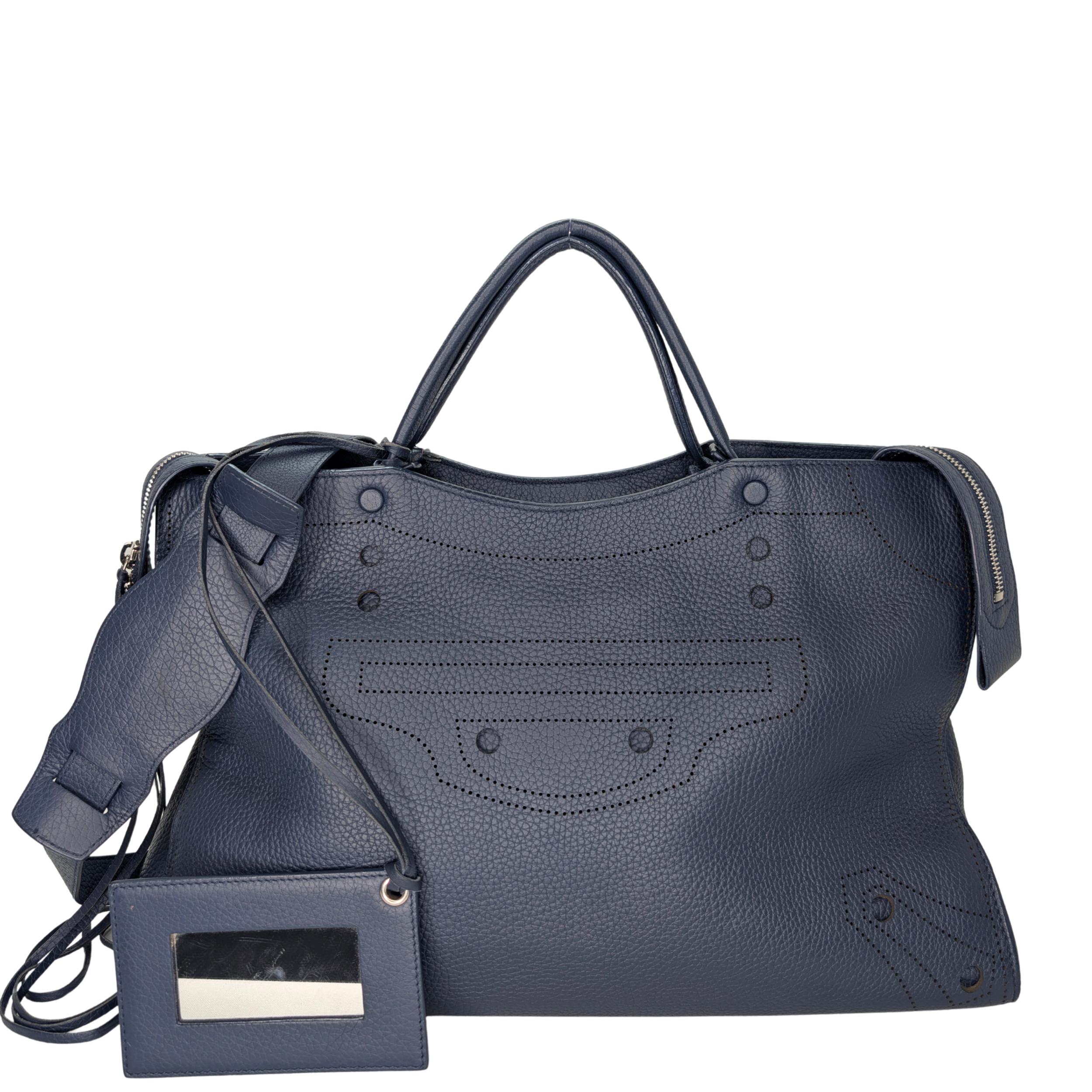 Balenciaga City Blackout Stud-Free Bag Navy