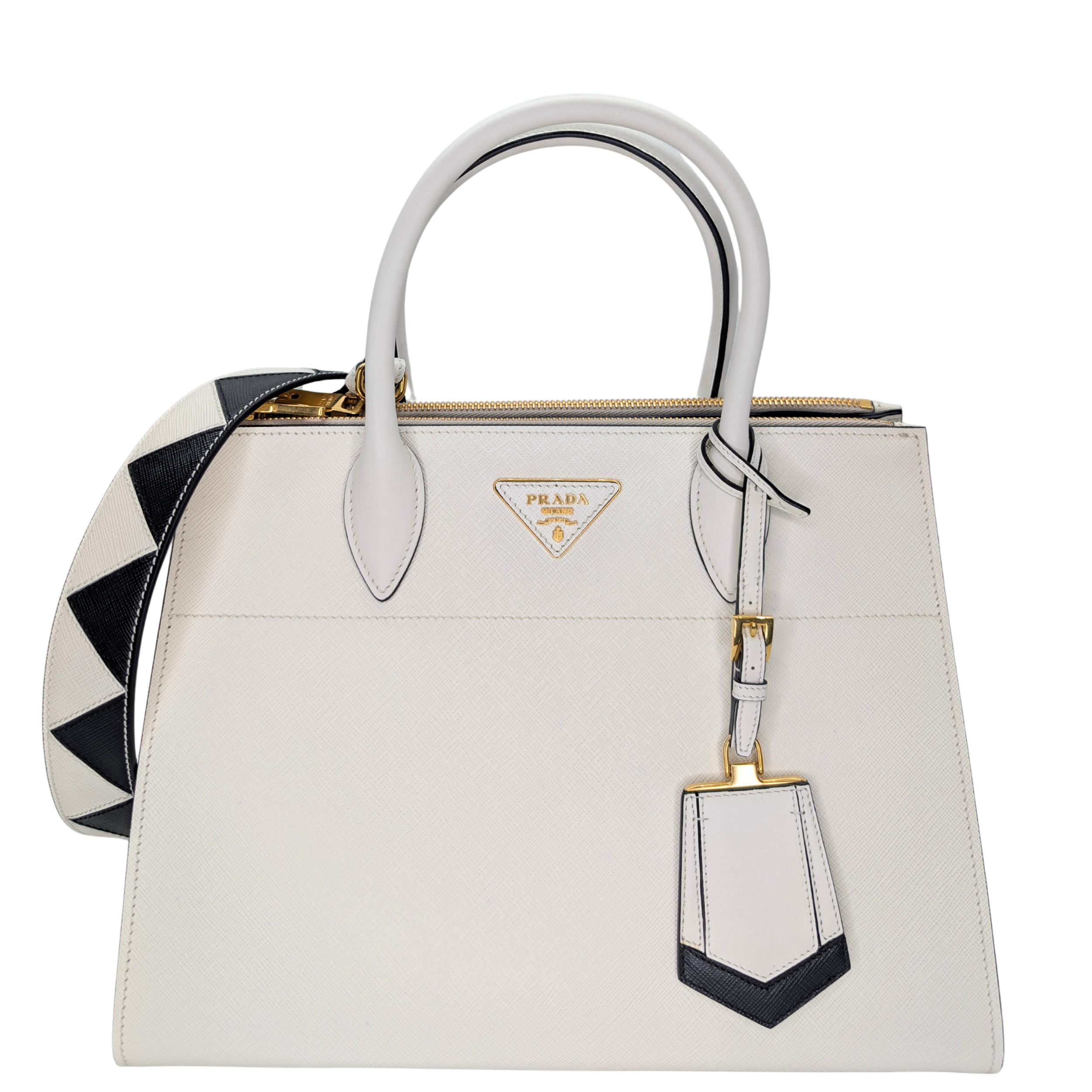 Prada Saffiano City Saffiano Paradigme Bag WHite