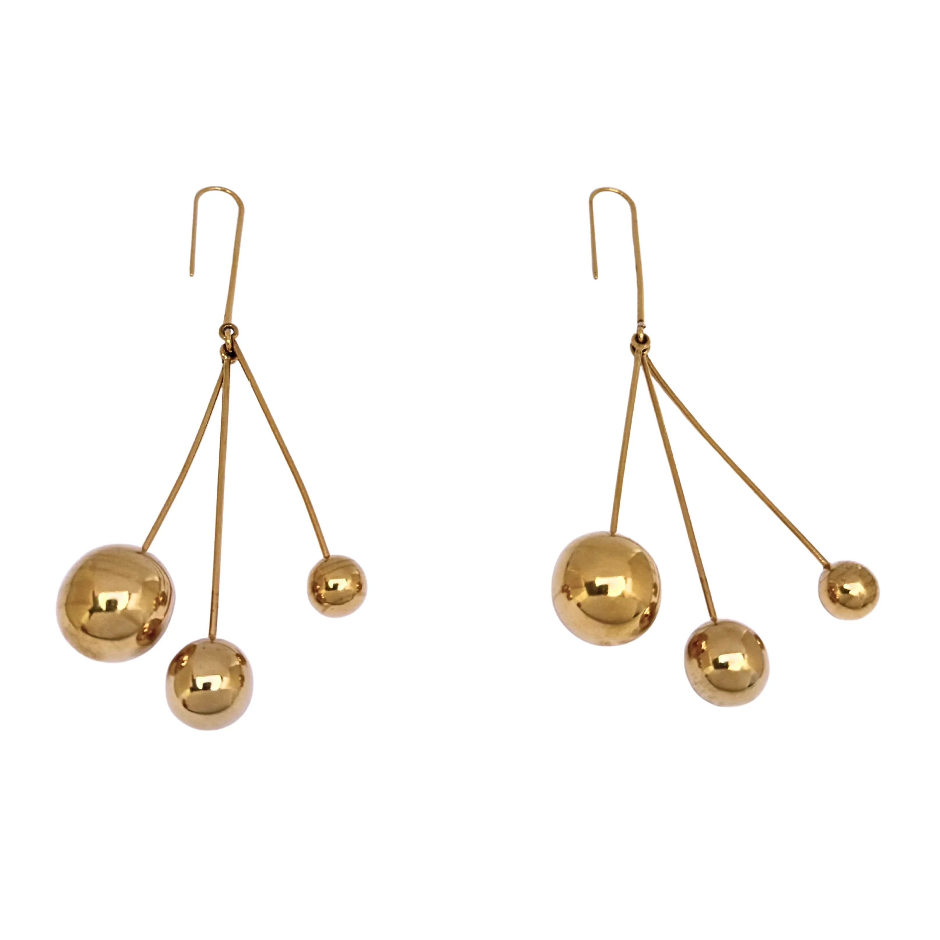Celine Triple Dot Drop Earrings 24K Gold Plated - Lost Designer