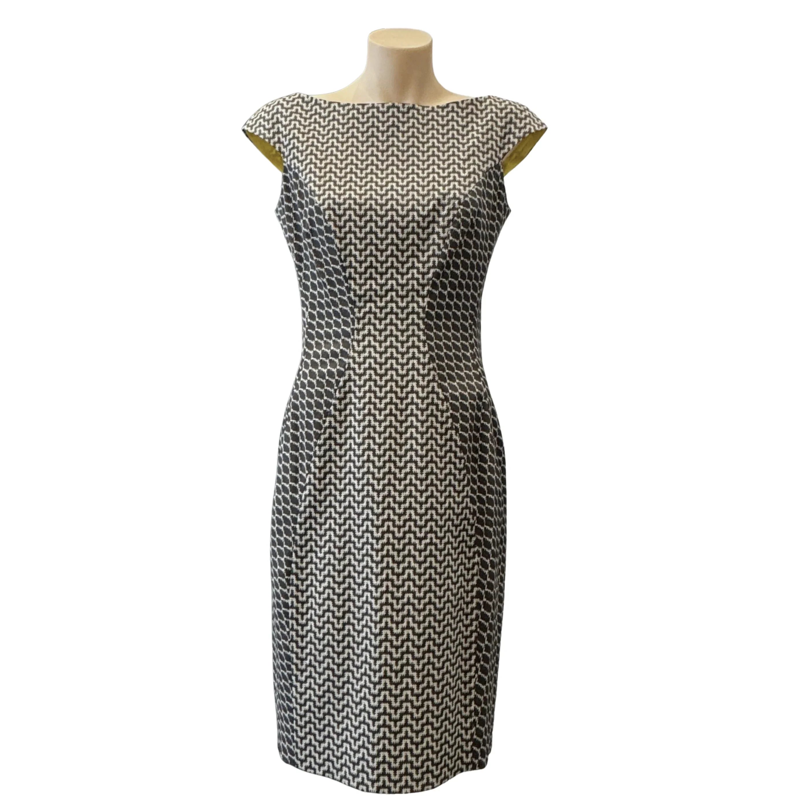 Versace Geometric Print Cap Sleeve Sheath Dress Size 40 - Lost Designer