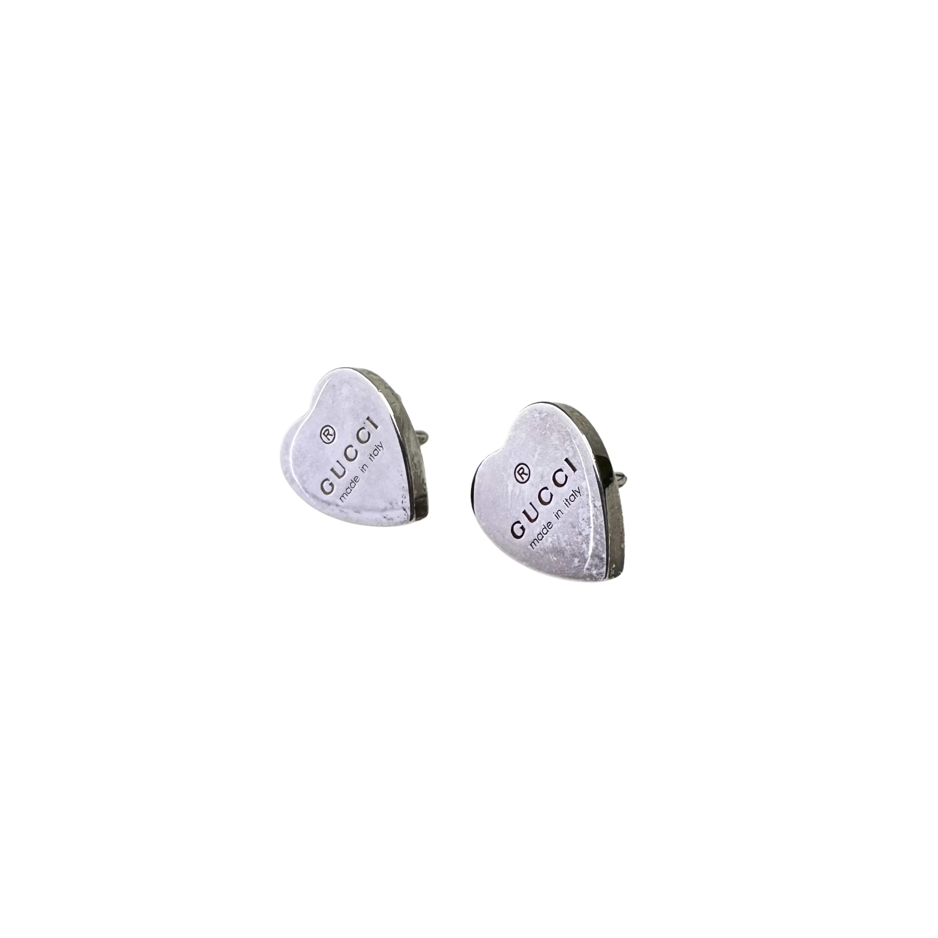 Gucci Heart Stud Earrings 925 Sterling Silver - Lost Designer