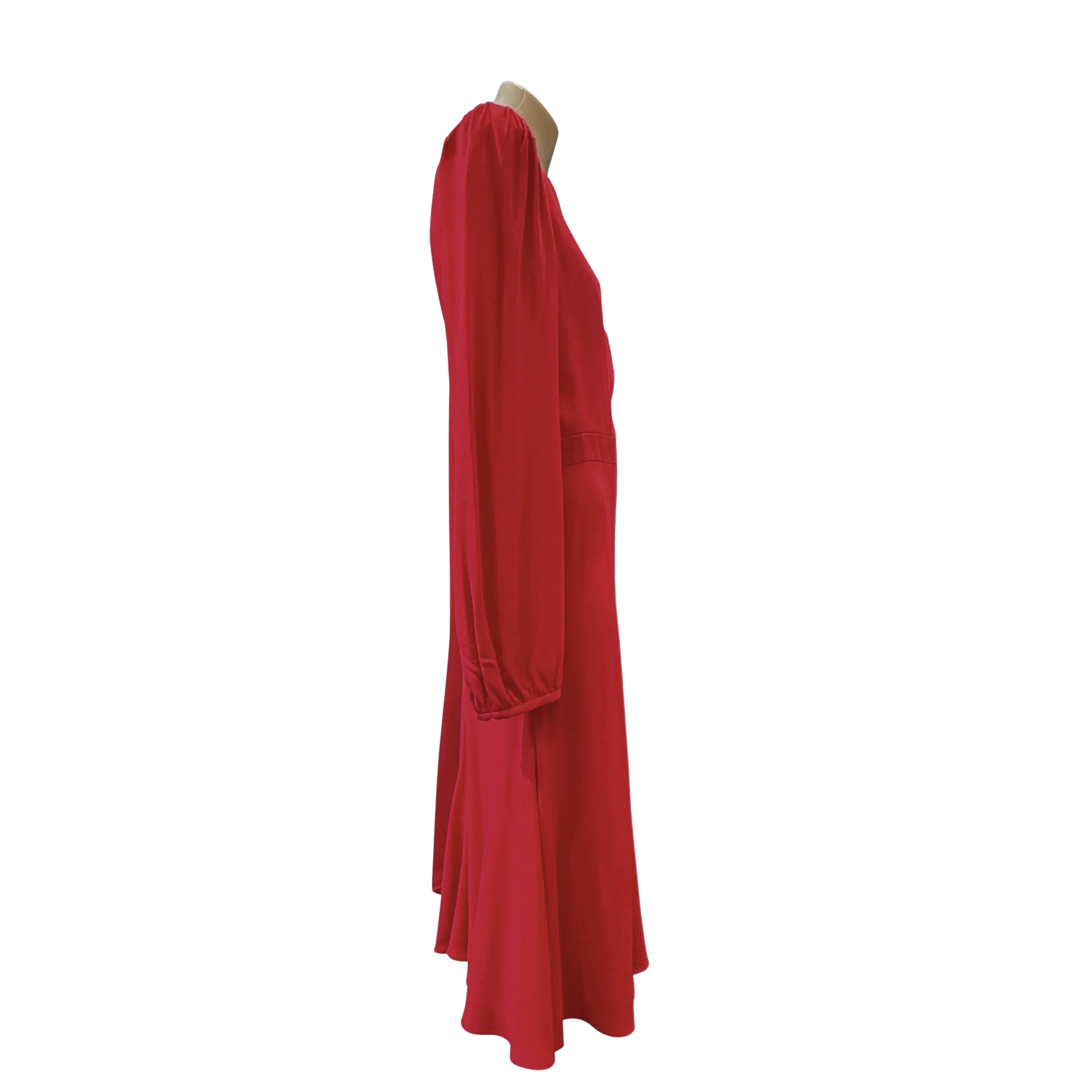Alexander McQueen Draped Long Sleeve Knee-Length Dress Red 44 - Lost Designer