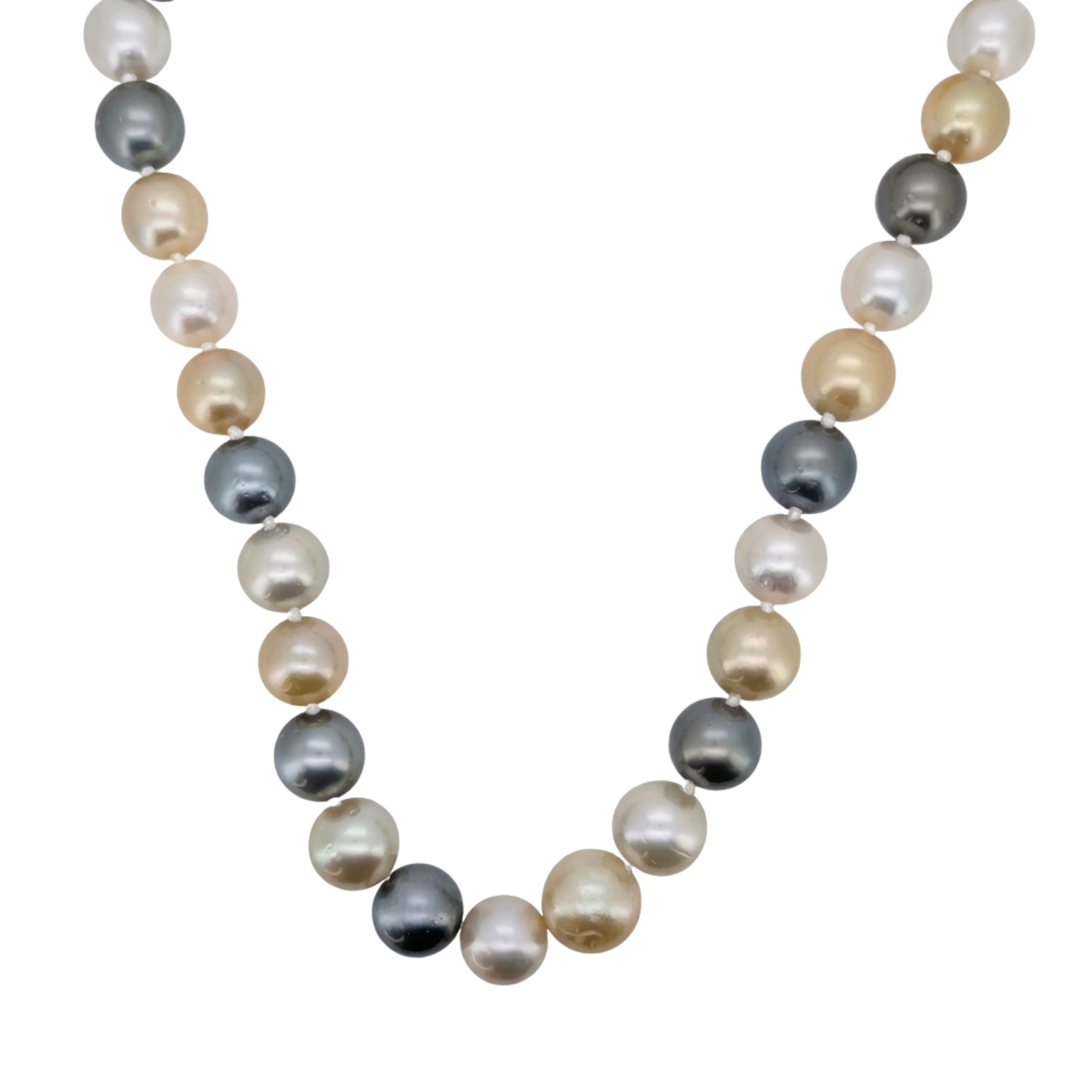 Cultured Tahitian & South Sea Pearl Necklace With Multi-Coloured Pearls