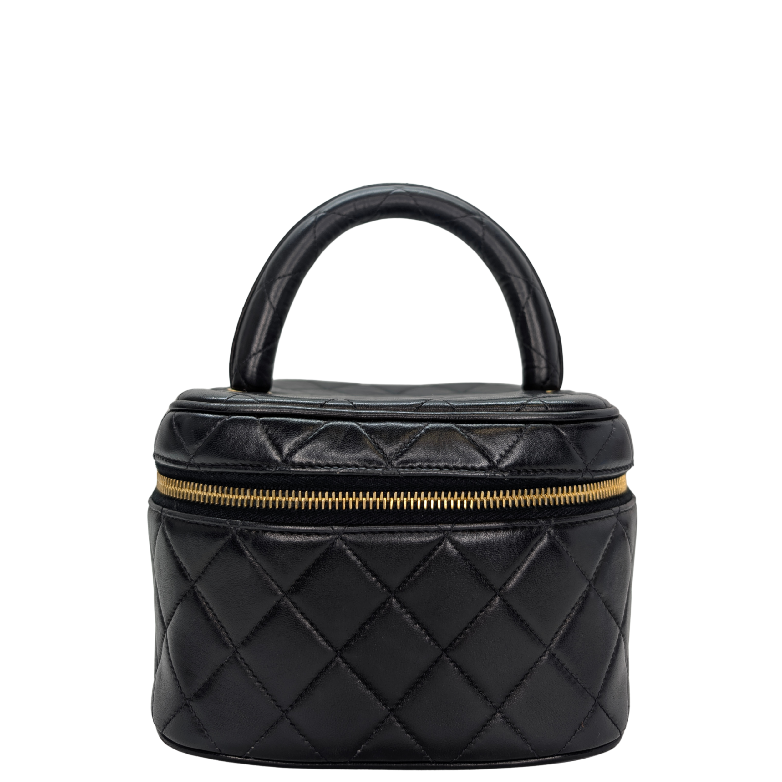 Chanel Vintage Cosmetic Makeup Vanity Case Lambskin Black