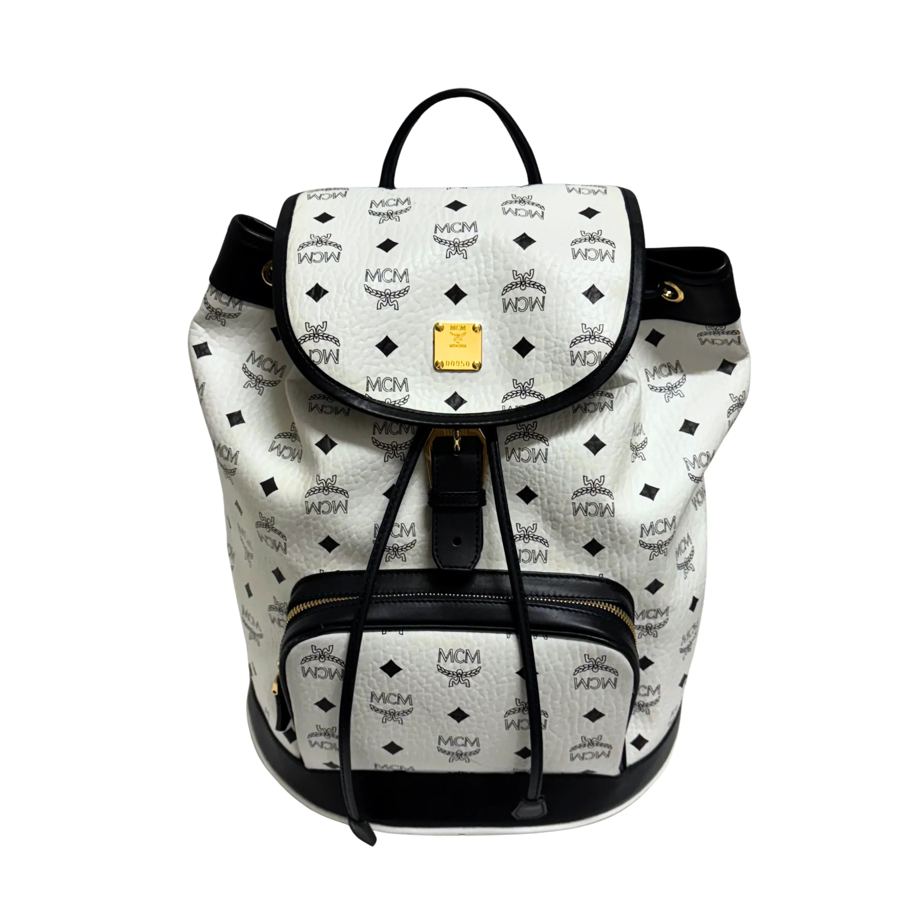 MCM Heritage Drawstring Backpack White - Lost Designer