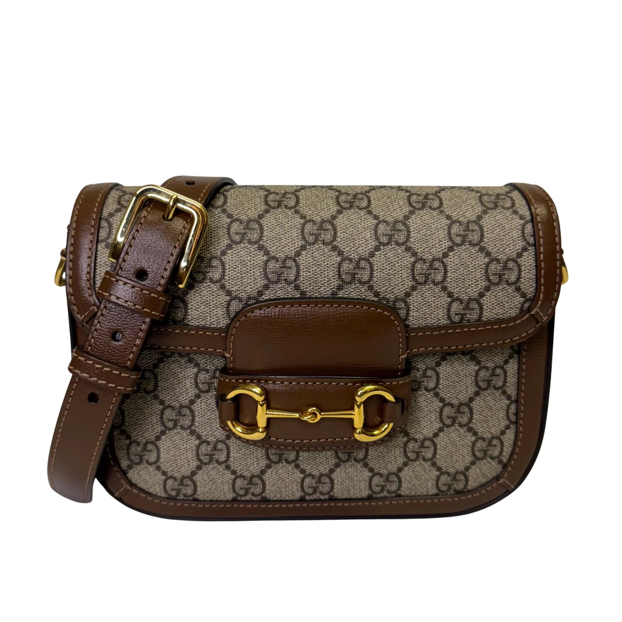 Gucci Horsebit 1955 Shoulder Bag GG Supreme Canvas/Leather Beige/Brown - Lost Designer