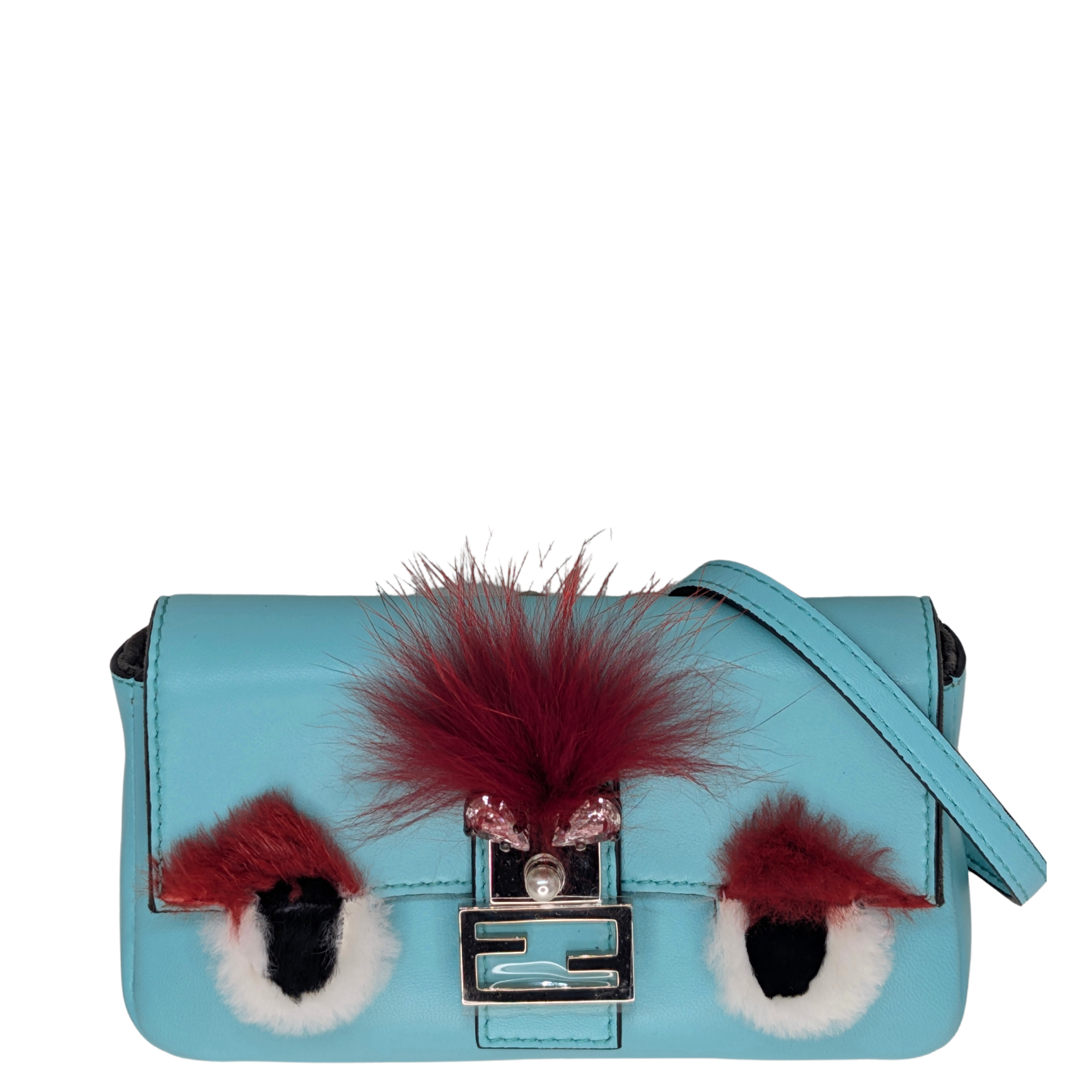 Fendi Micro Monster Baguette Light Blue Bag