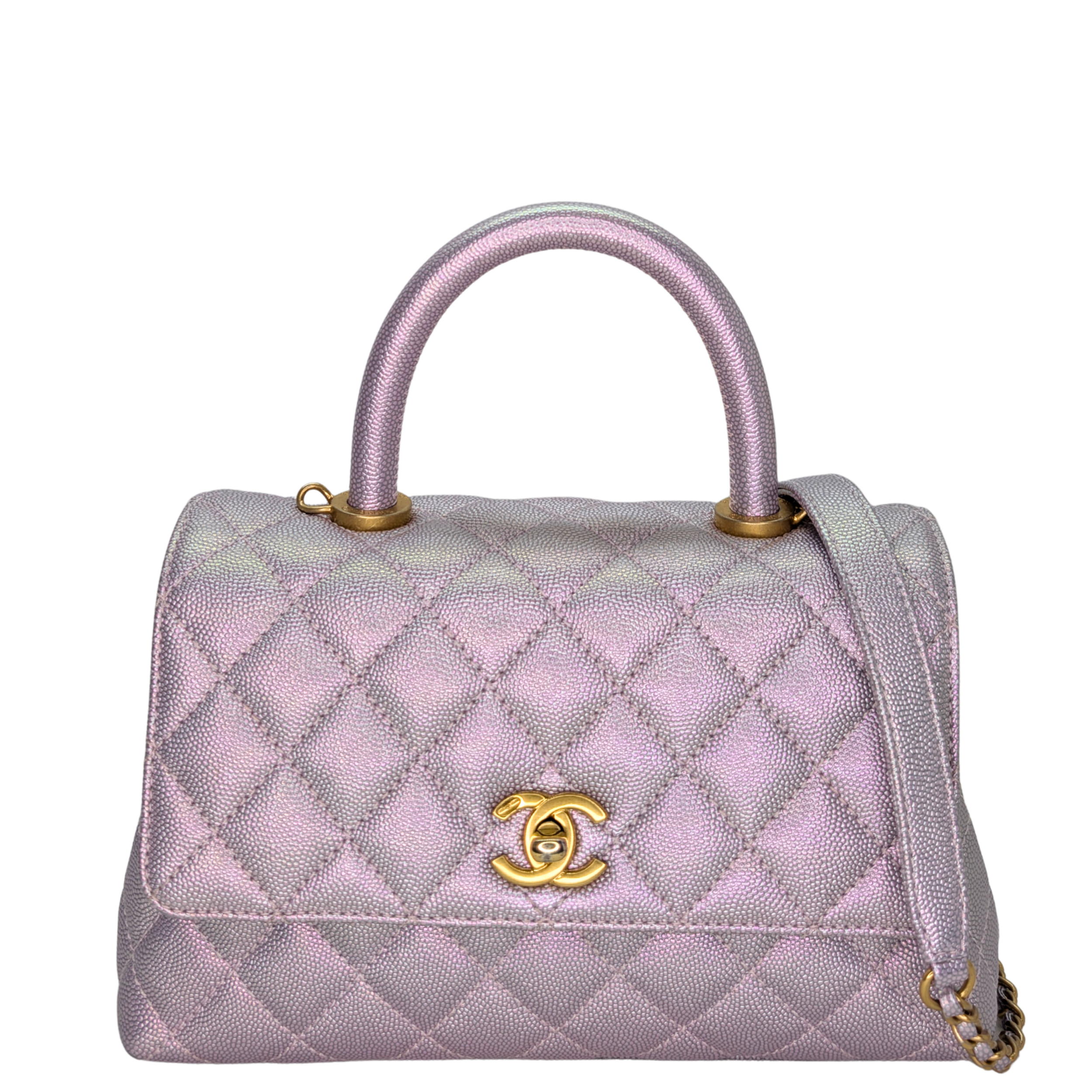 Chanel Coco Handle Small Caviar Iridescent Purple Bag