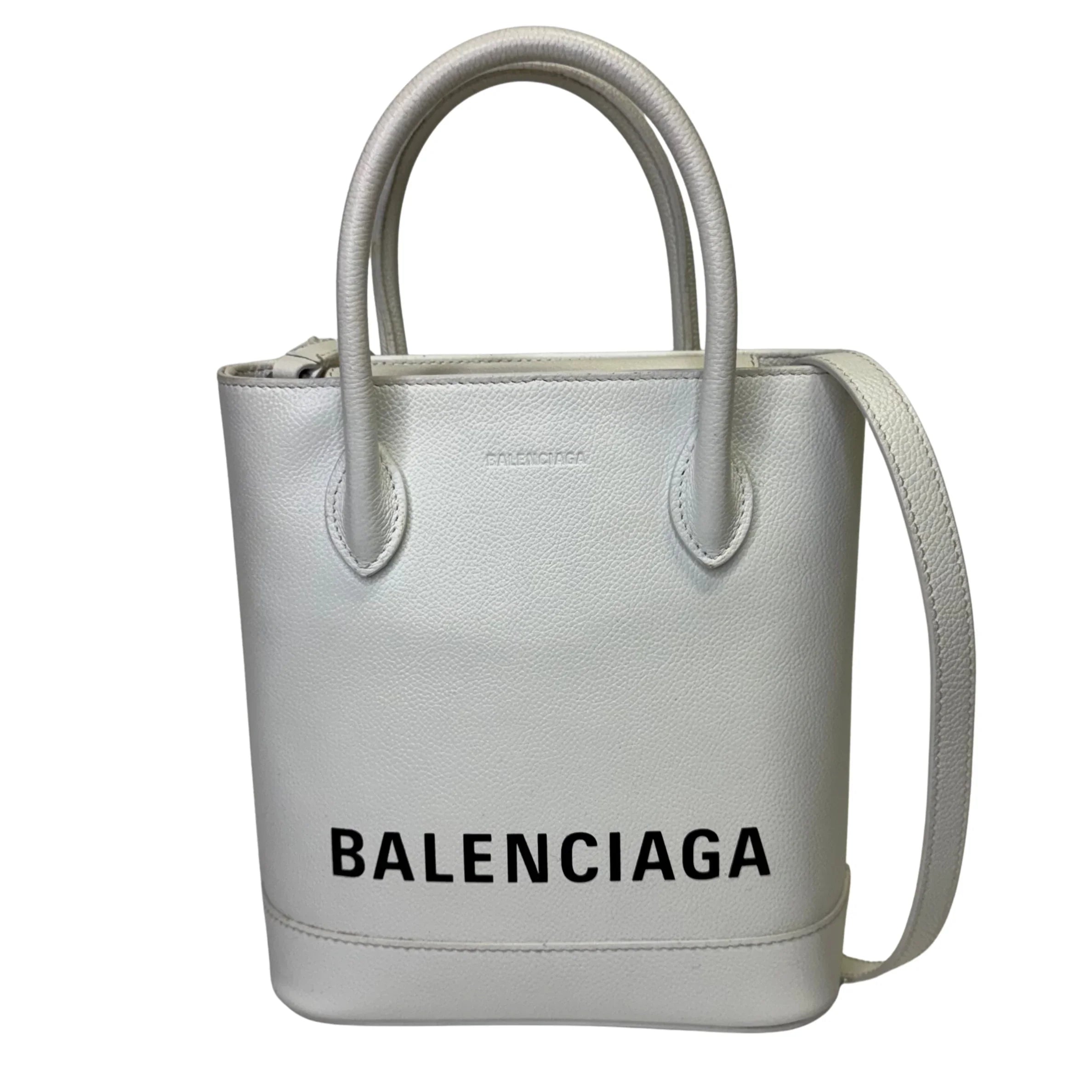 Balenciaga Ville XXS Shoulder Leather Bag w Strap White - Lost Designer