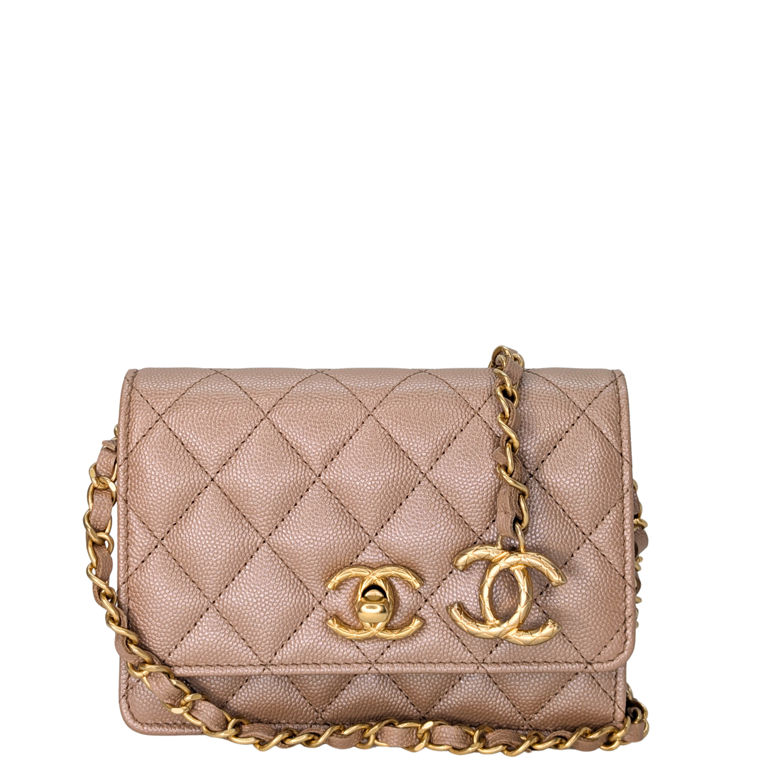 Chanel Clutch on Chain Bag Metallic Beige