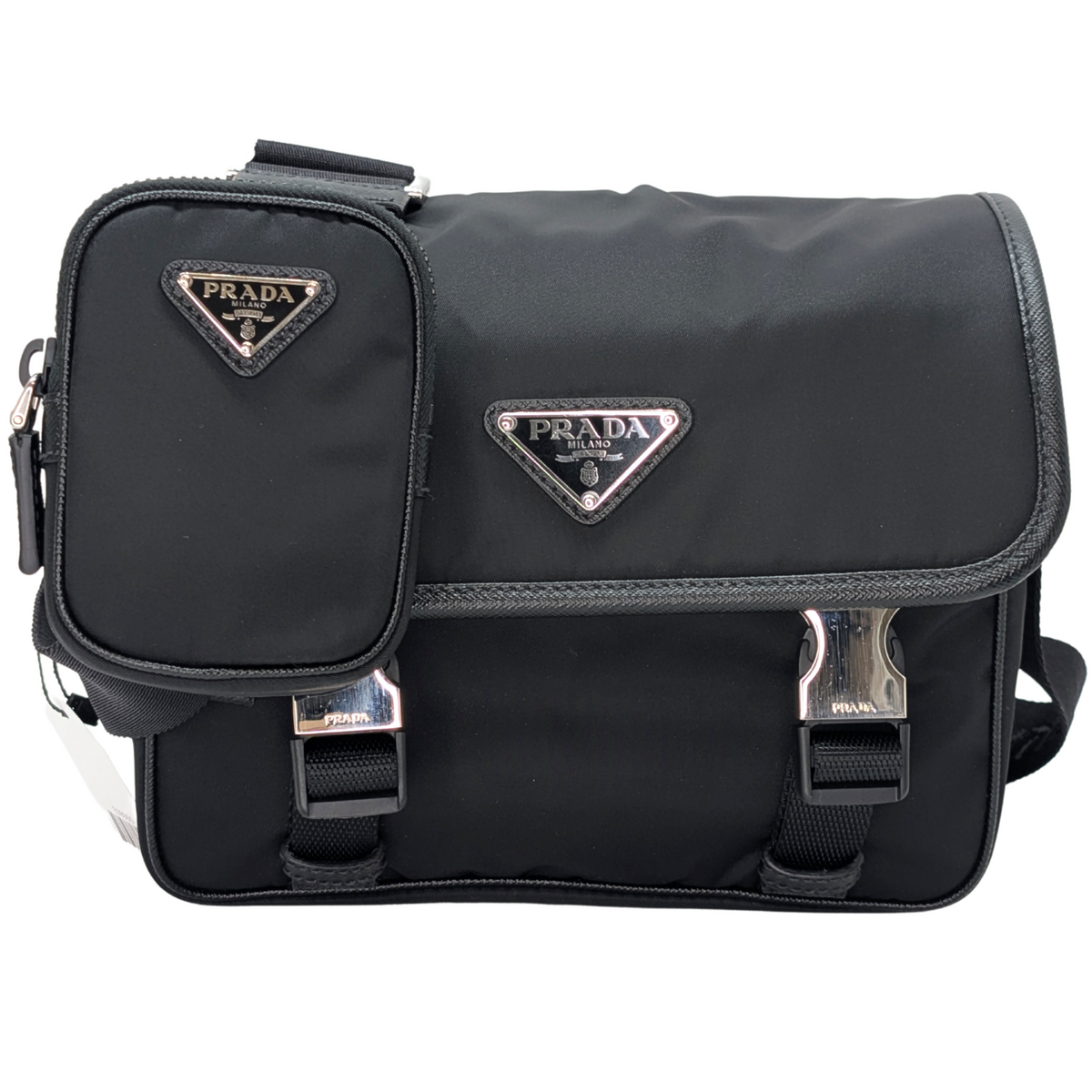 Prada Re-Nylon and Saffiano Leather Shoulder Bag Black