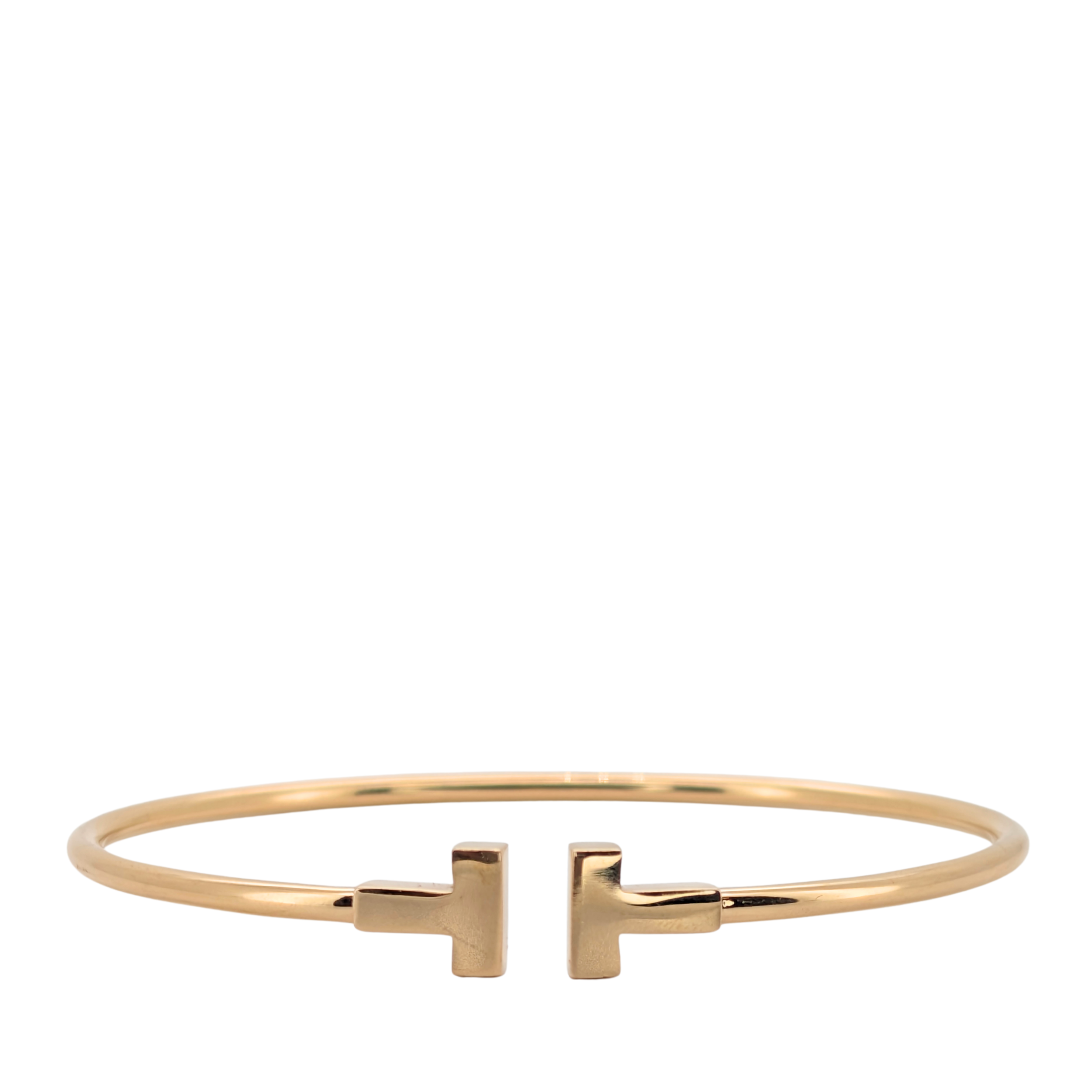 Tiffany & Co 18k Gold Narrow T Wire Bracelet Small