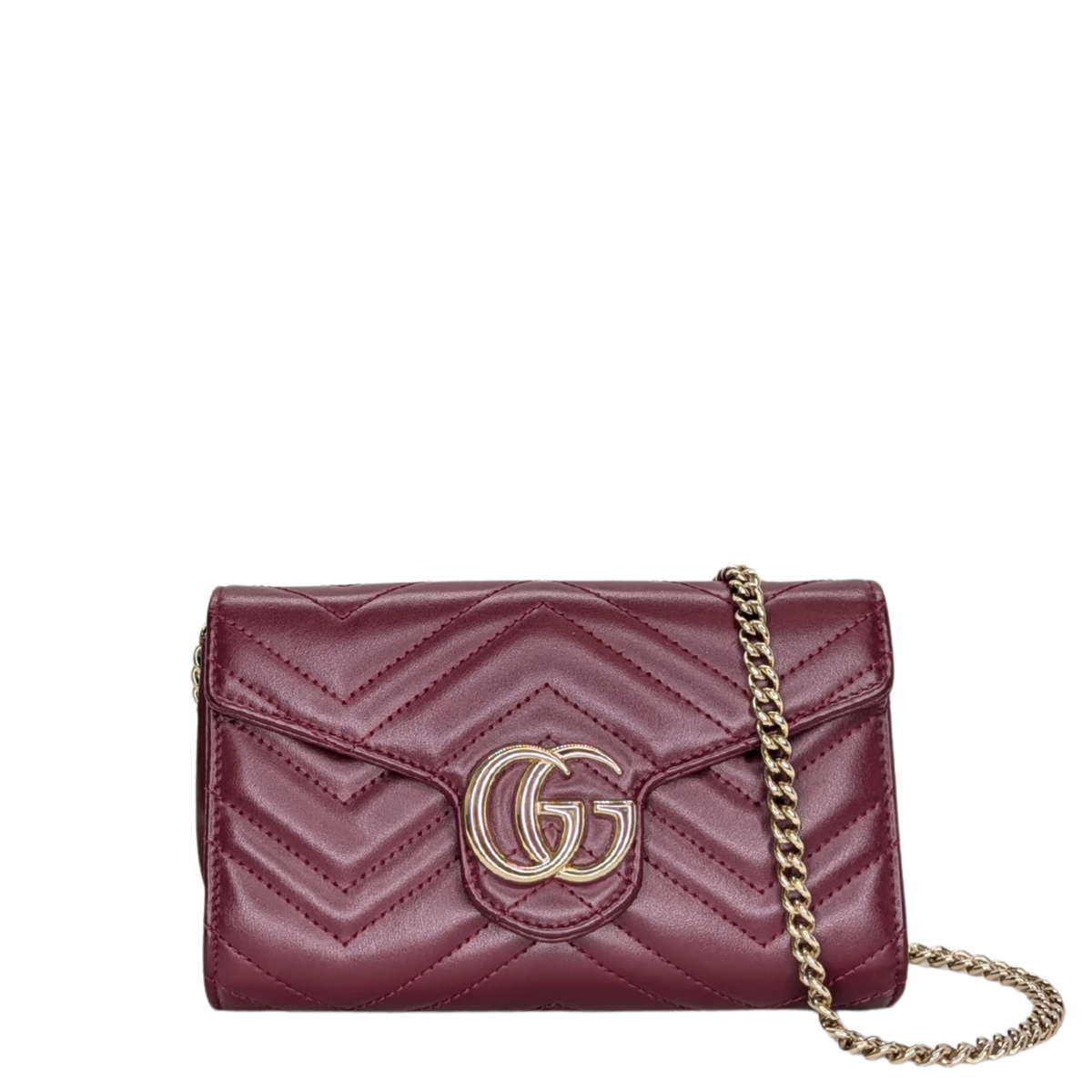 Gucci Marmont Small Wallet on Chain Bag Burgundy