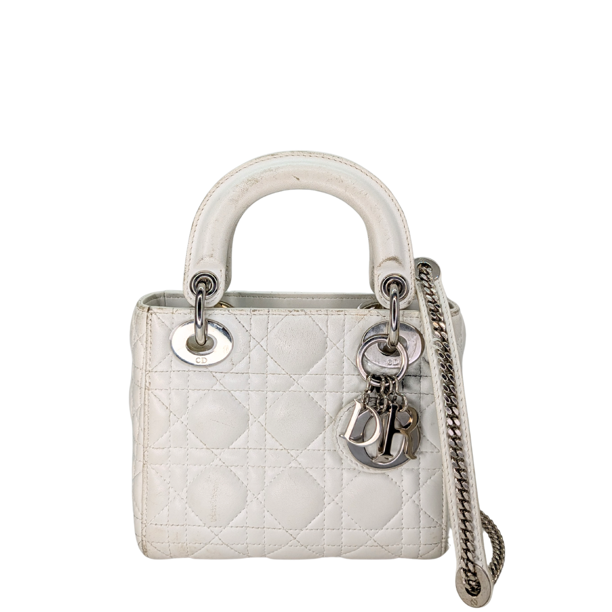 Dior Cannage Mini Lady Bag White