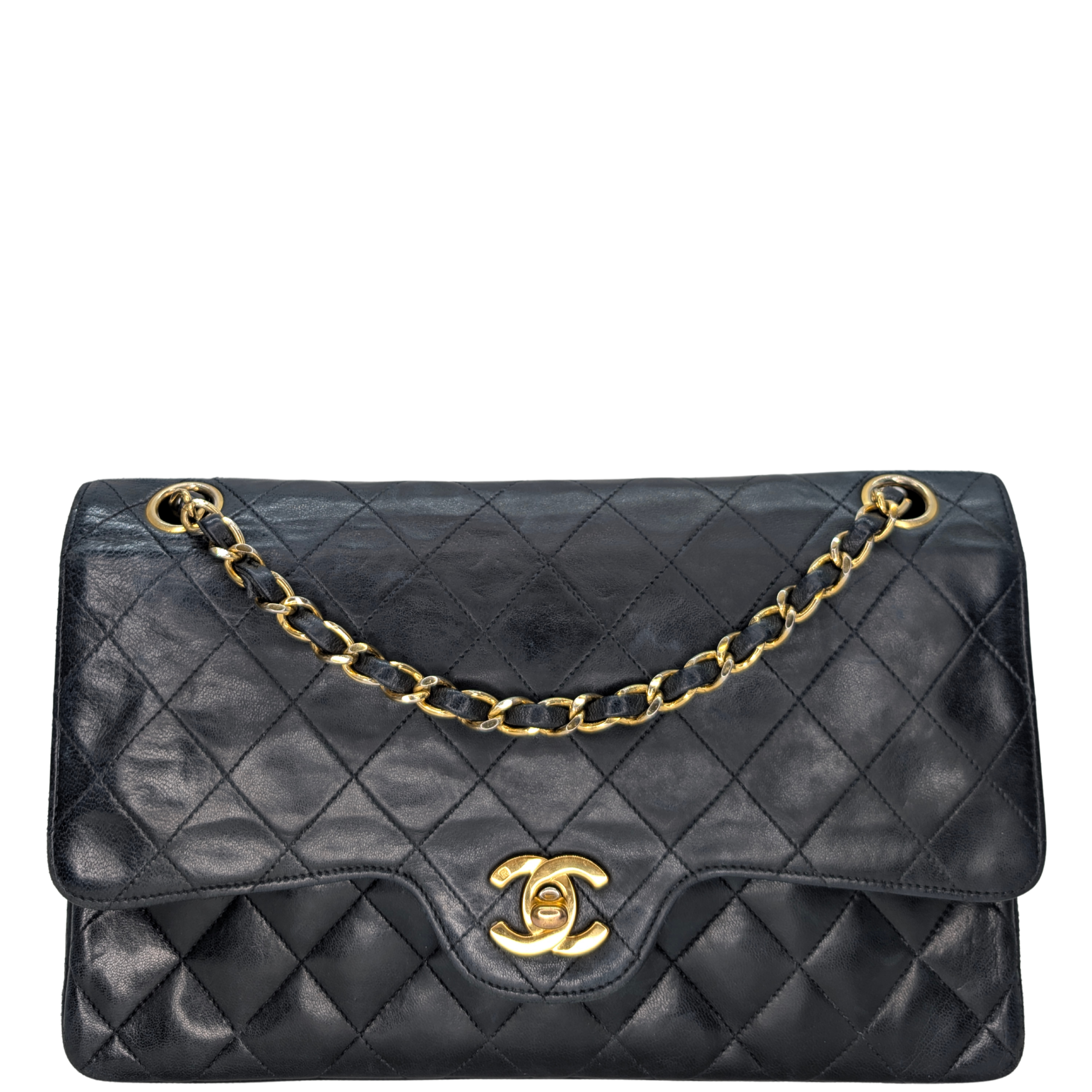 Chanel Vintage Classic Double Flap Medium Bag Black