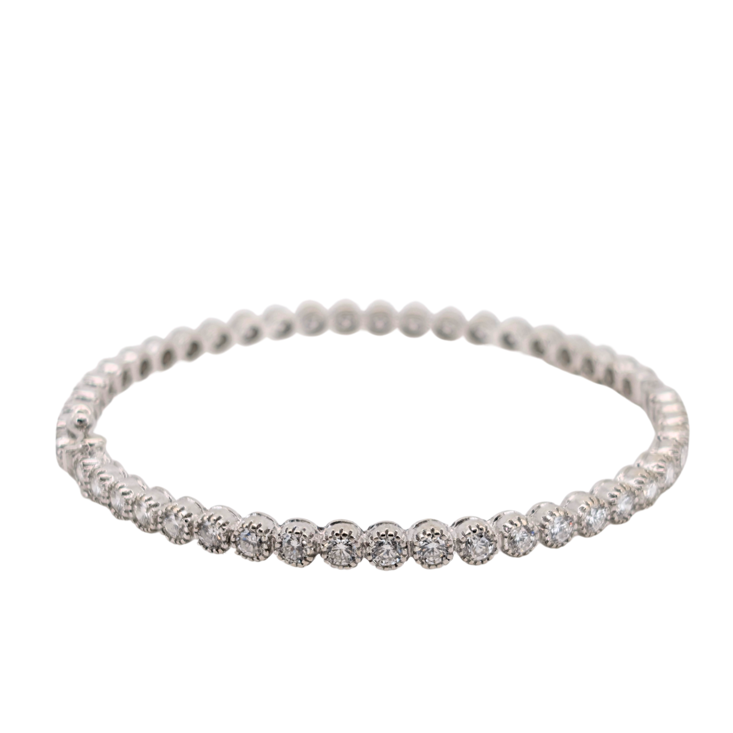 3.00Ct Natural Diamond Full Eternity Bangle In 18K White Gold