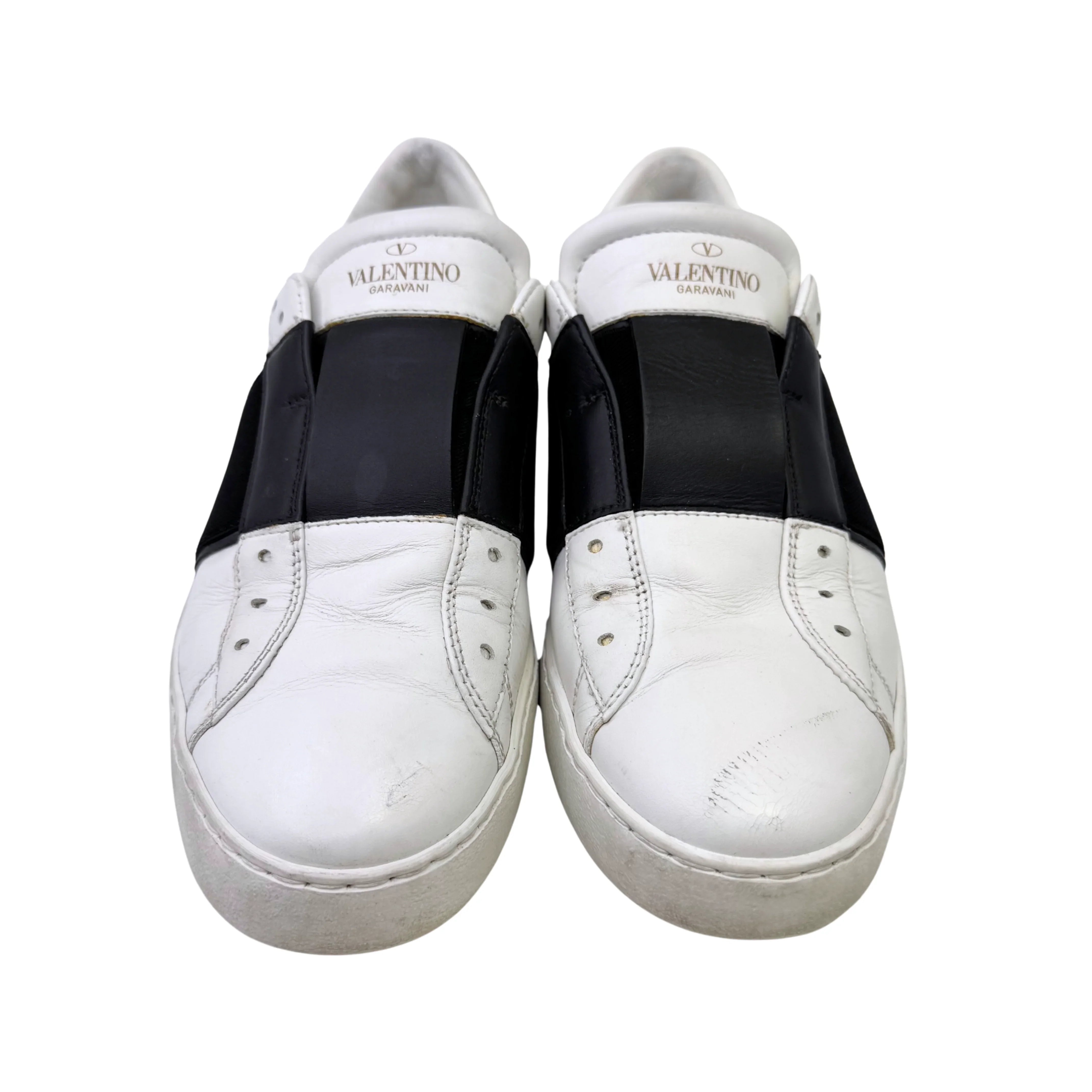 Valentino Open Slip On Sneaker White & Black Women's Size 38 - Lost Designer