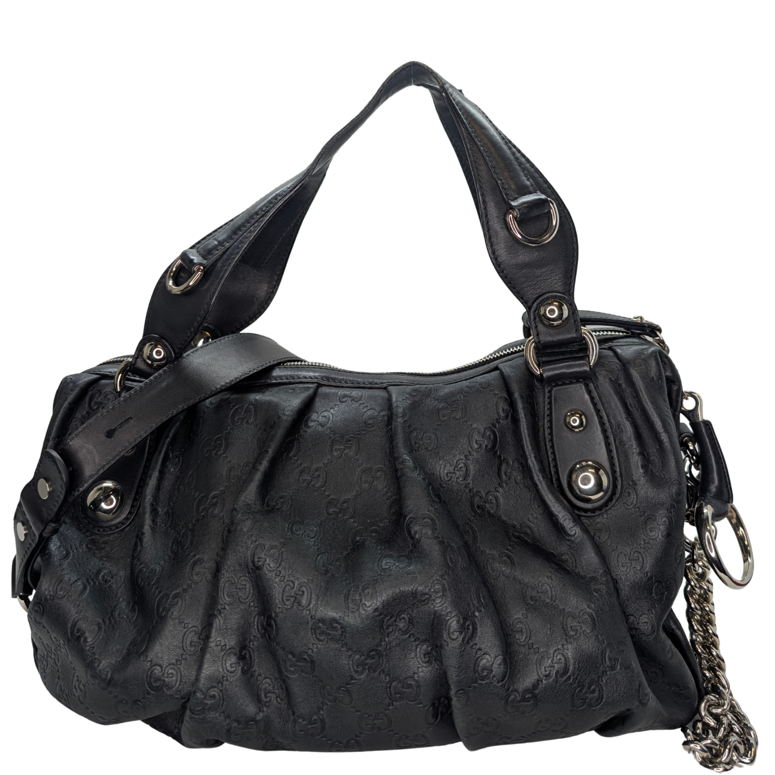 Gucci Guccissima Icon Bit Medium Boston Bag Black