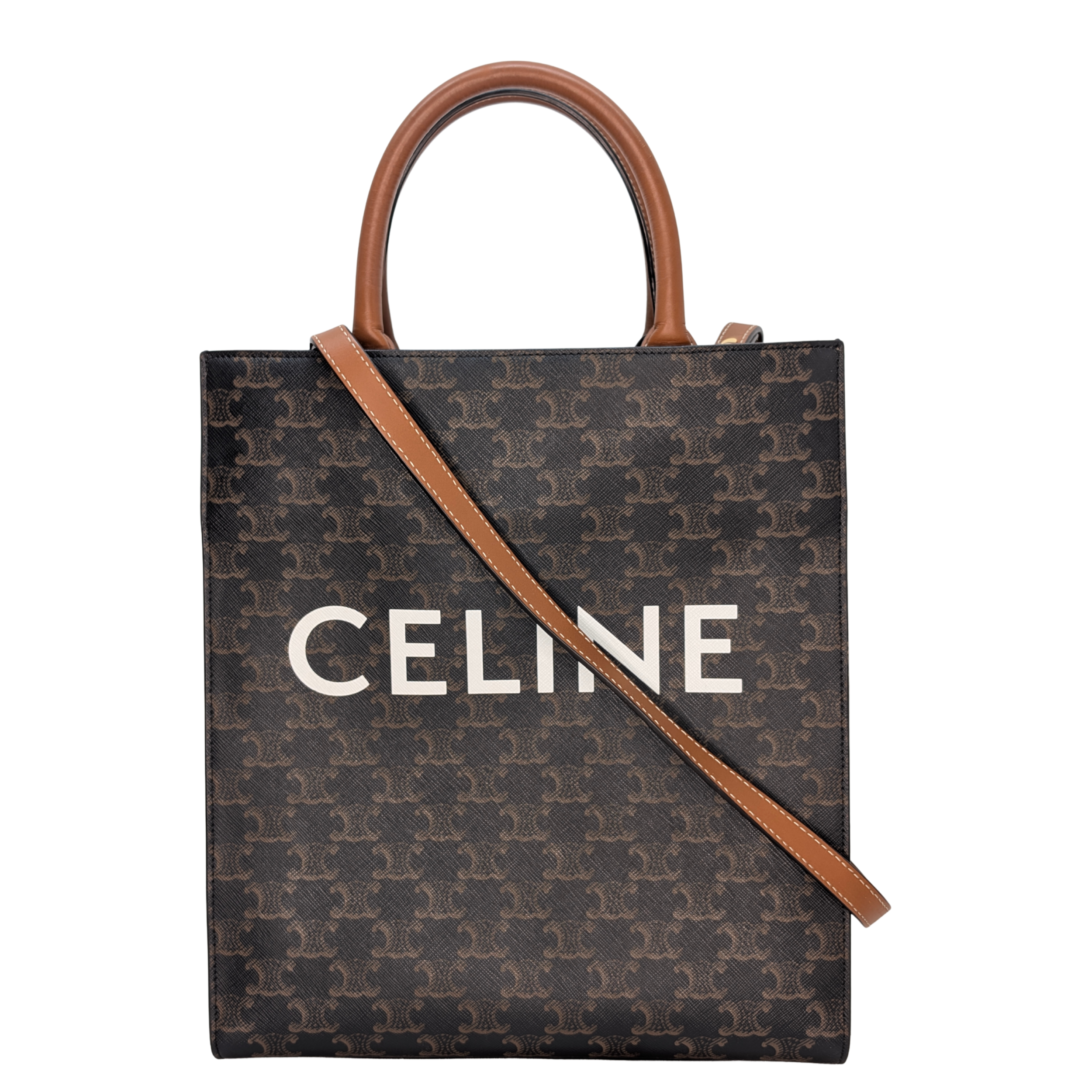 Celine Small Vertical Cabas Tote Bag Triomphe Canvas