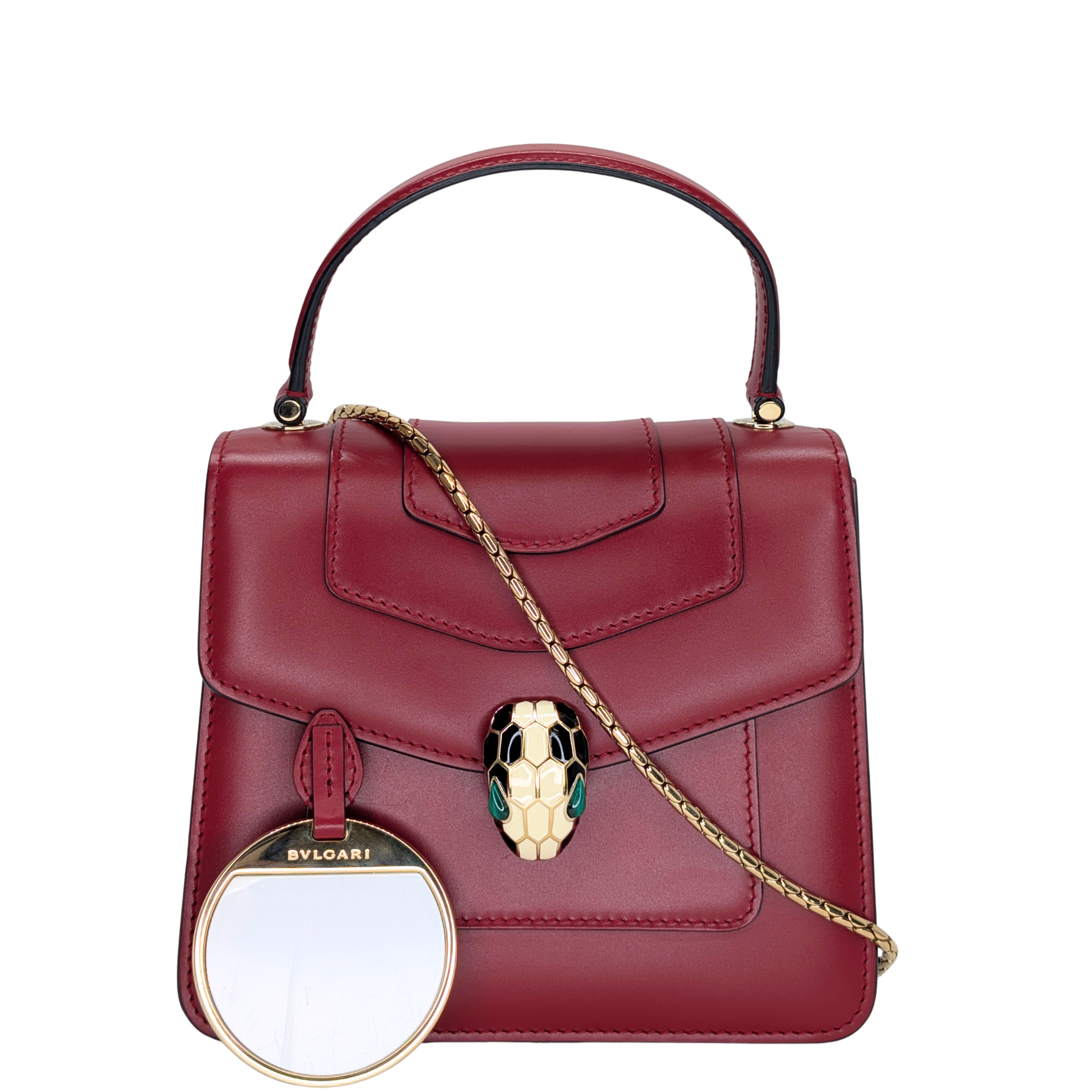 Bvlgari Calfskin Serpenti Forever Top Handle Red