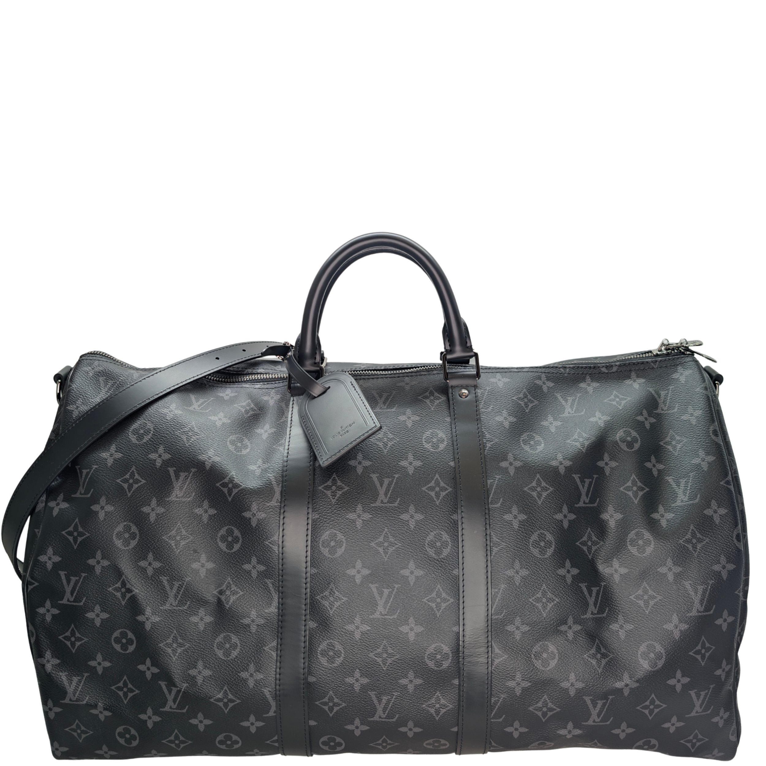 Louis Vuitton Keepall Bandoulière 55 Monogram Eclipse Charcoal Black