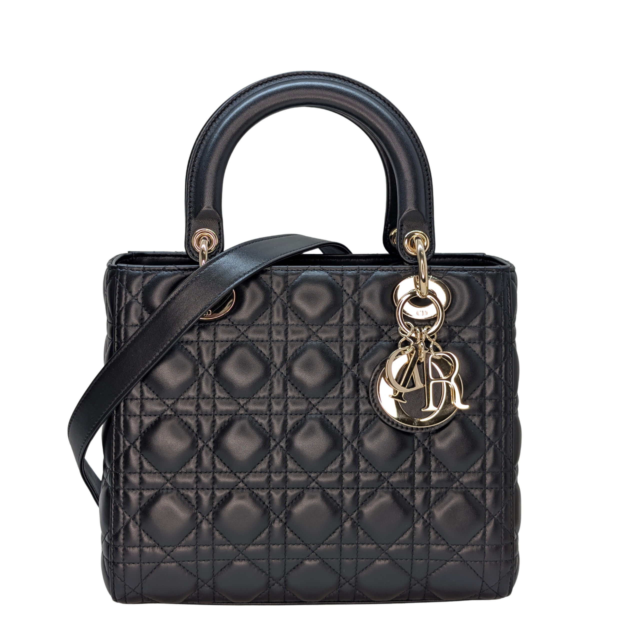 Dior Medium Lady Dior Cannage Bag Black