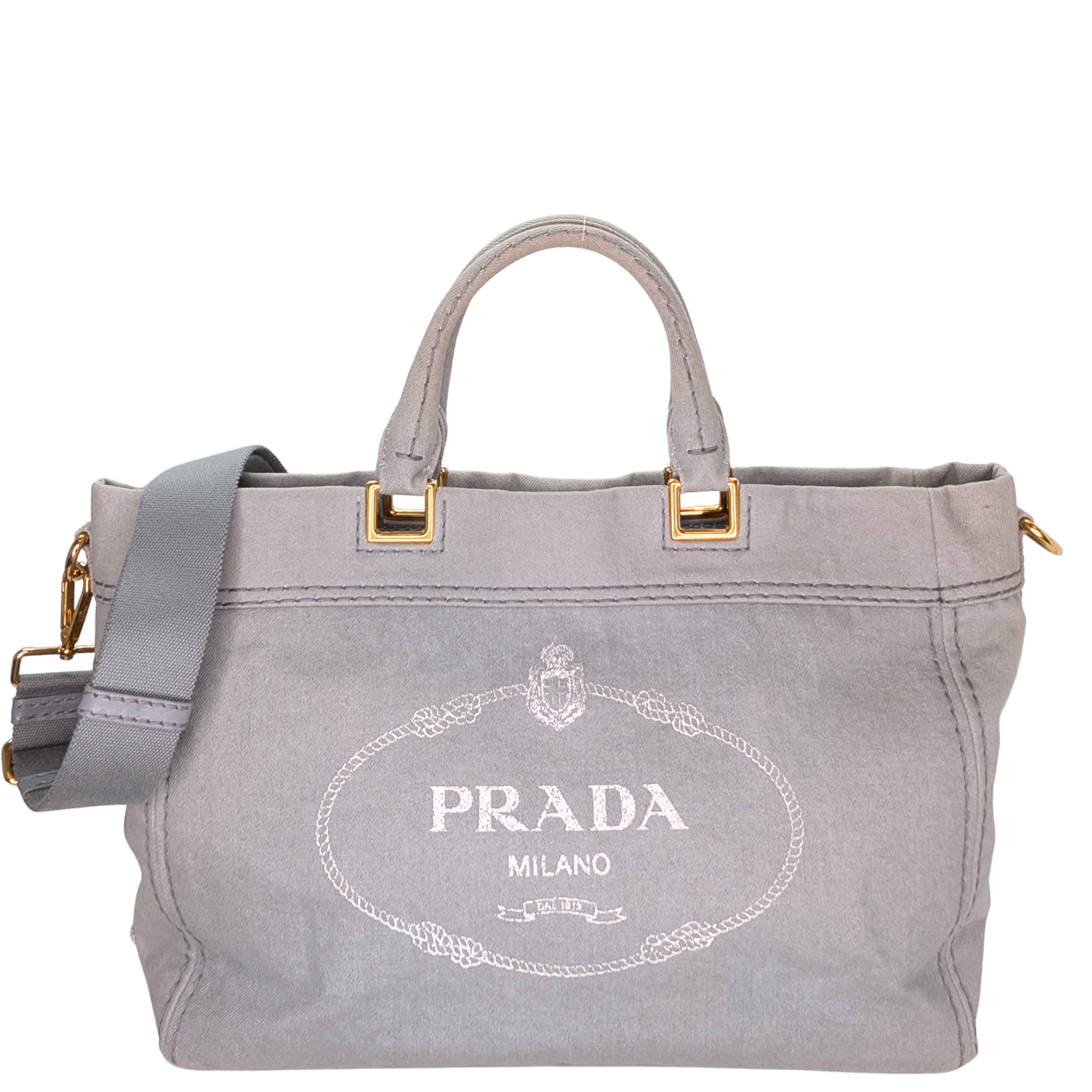 Prada Canvas Canapa Logo Tote Grey
