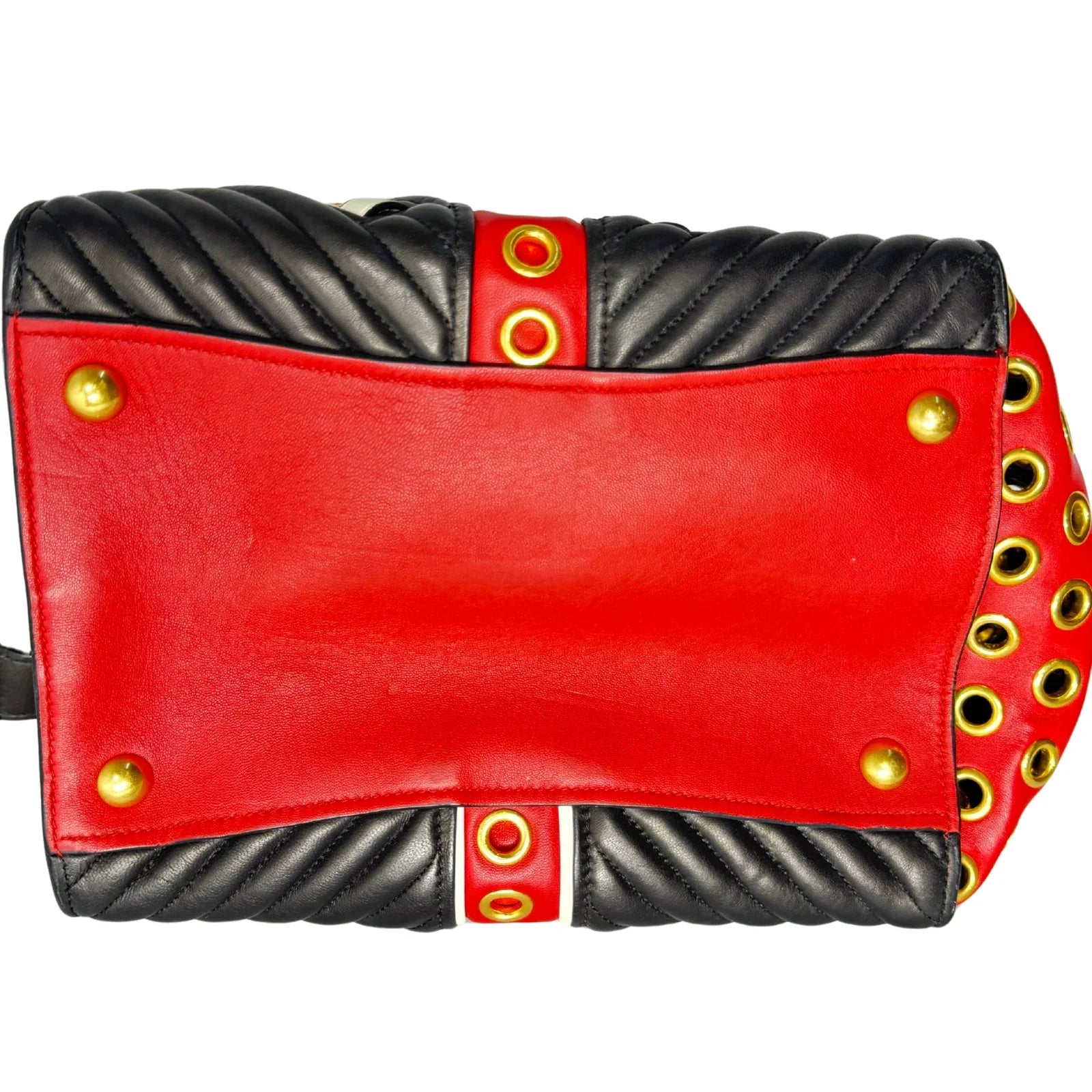 Miu Miu Nappa Biker Bicolor Quilted Leather Bag – Red & Black - Lost Designer