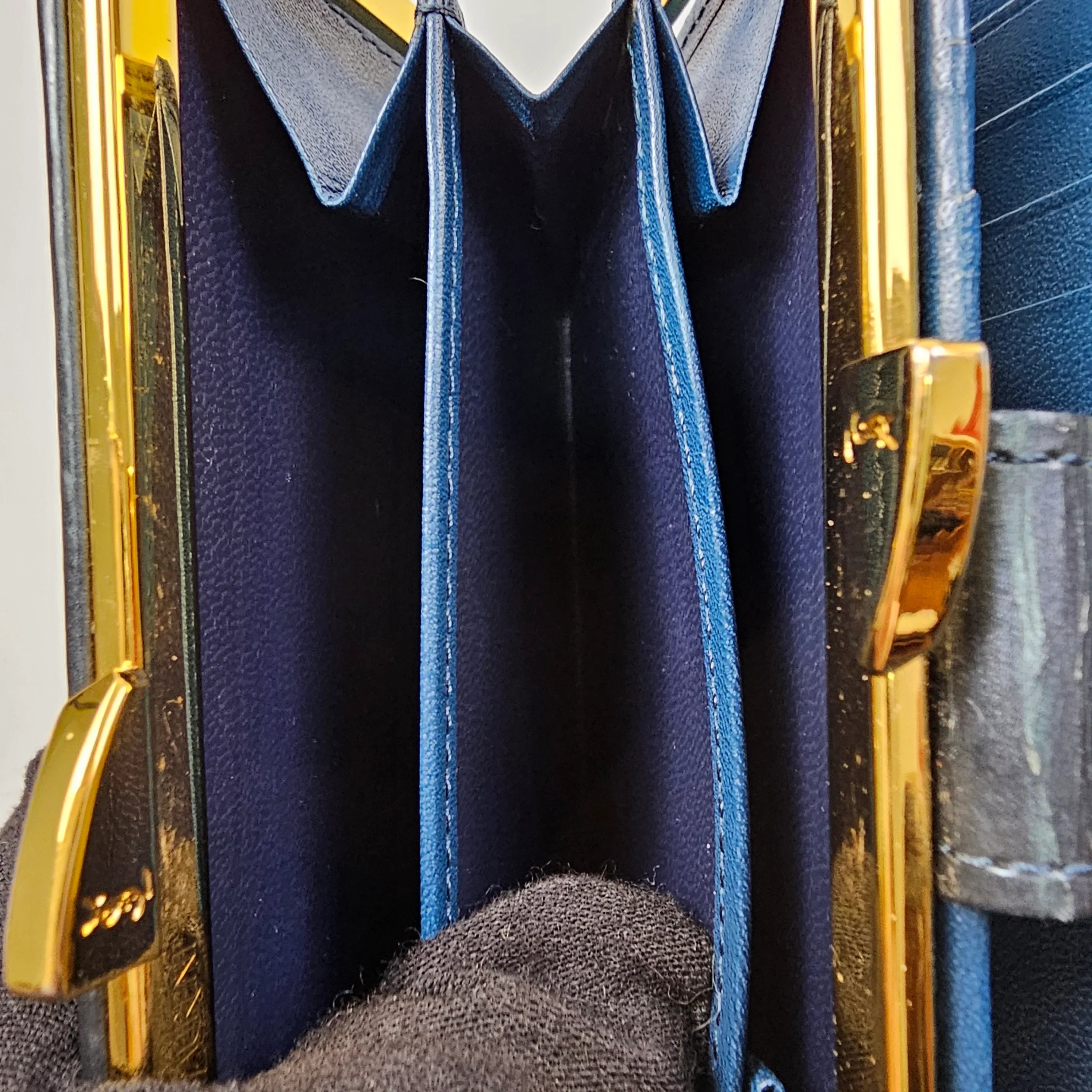 Saint Laurent Navy Blue Leather Wallet - Lost Designer