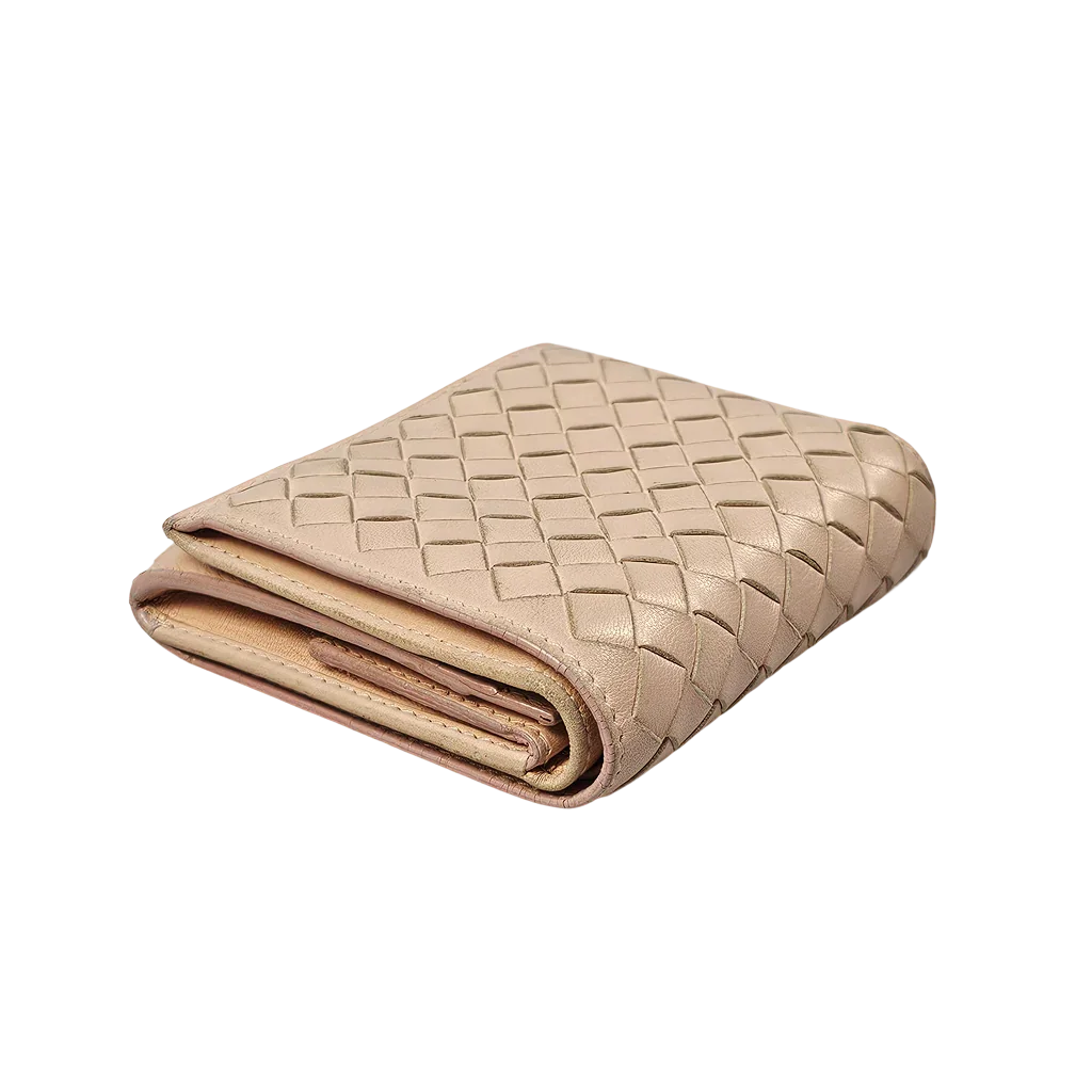 Bottega Veneta Intrecciato Beige Leather Wallet - Lost Designer