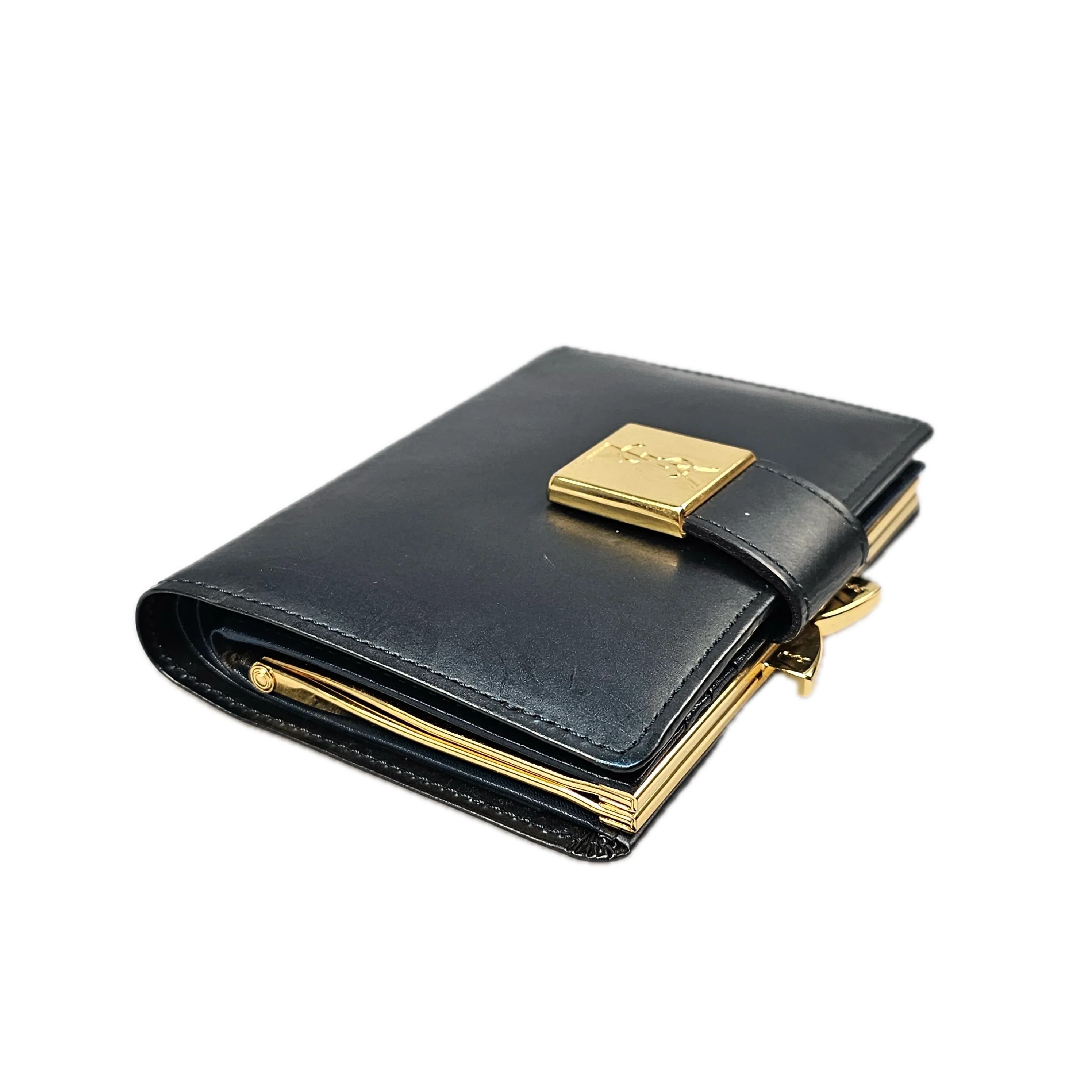 Saint Laurent Navy Blue Leather Wallet - Lost Designer